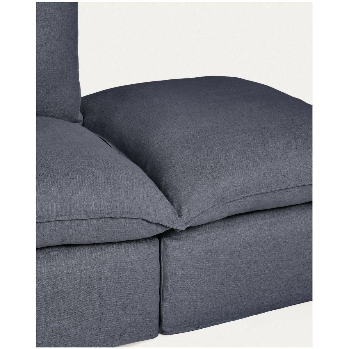 2-Sitzer-Modularsofa Anarela mit abnehmbarem Bezug und Randmodul aus Leinen und Viskose in