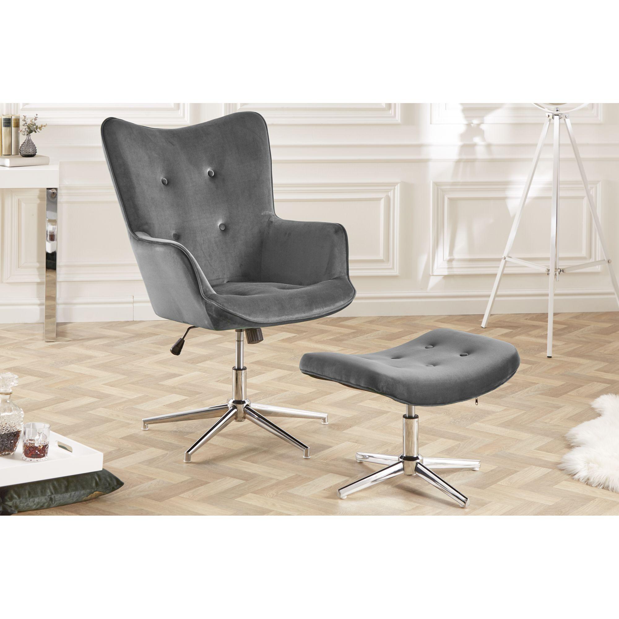 Drehhocker Lodge grau Samt