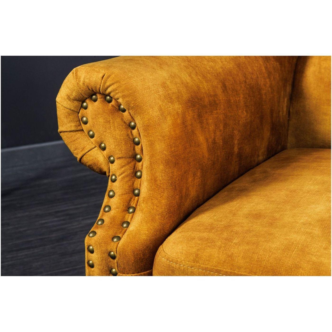 Chesterfield Ohrensessel Samtstoff senfgelb
