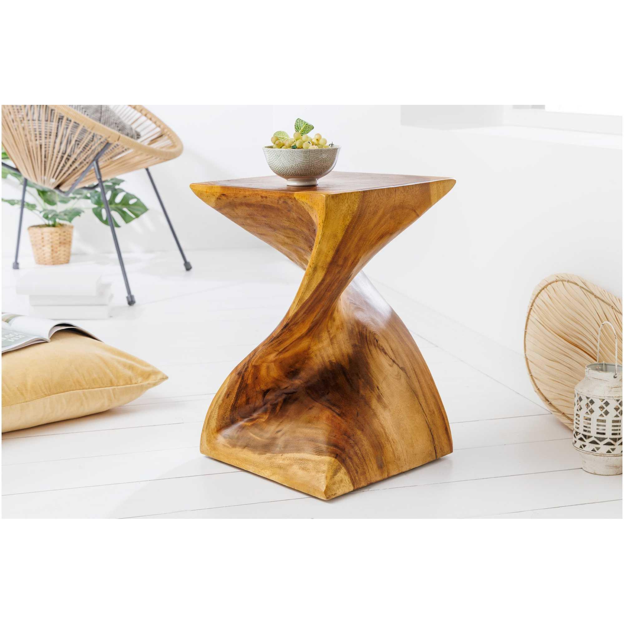 Beistelltisch Holzhocker Twisted Close Suarholz Unikat