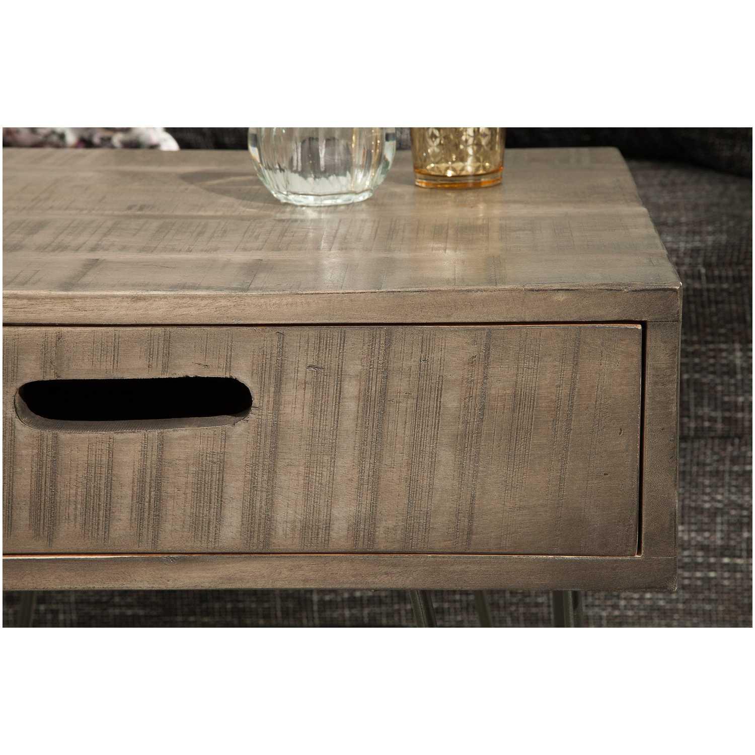 Beistelltisch mit Schublade Vintage Baraya Mangoholz grau
