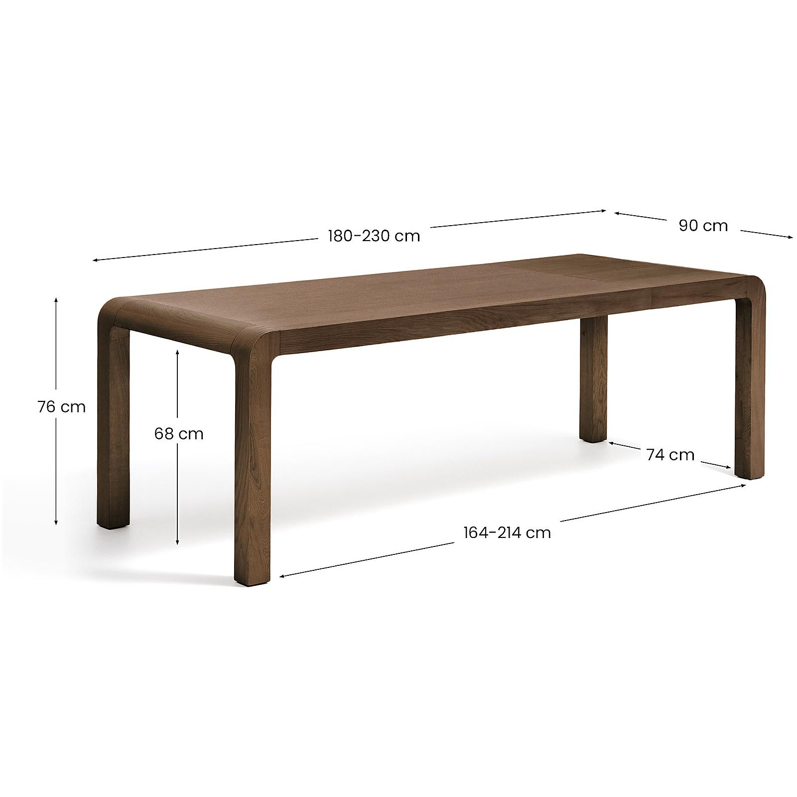 Esstisch Ausziehtisch Erisia aus massivem Eichenholz mit Dunkelnusston-Finish FSC 100% - Grösse: 180-230x90