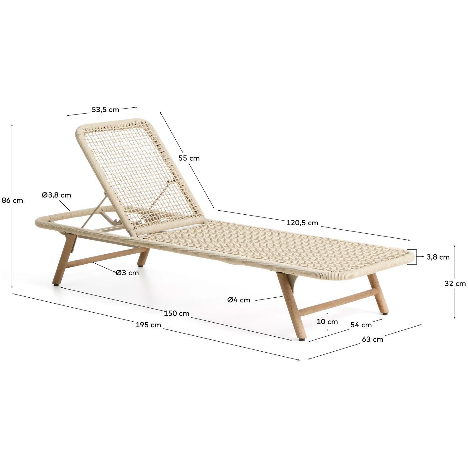 Sonnenliege Dandara Seil ecru massives Akazienholz 100% FSC