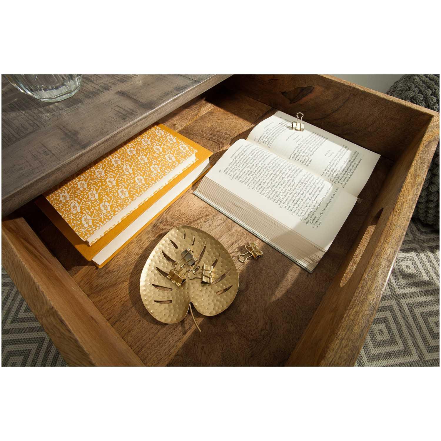 Beistelltisch mit Schublade Vintage Baraya Mangoholz grau