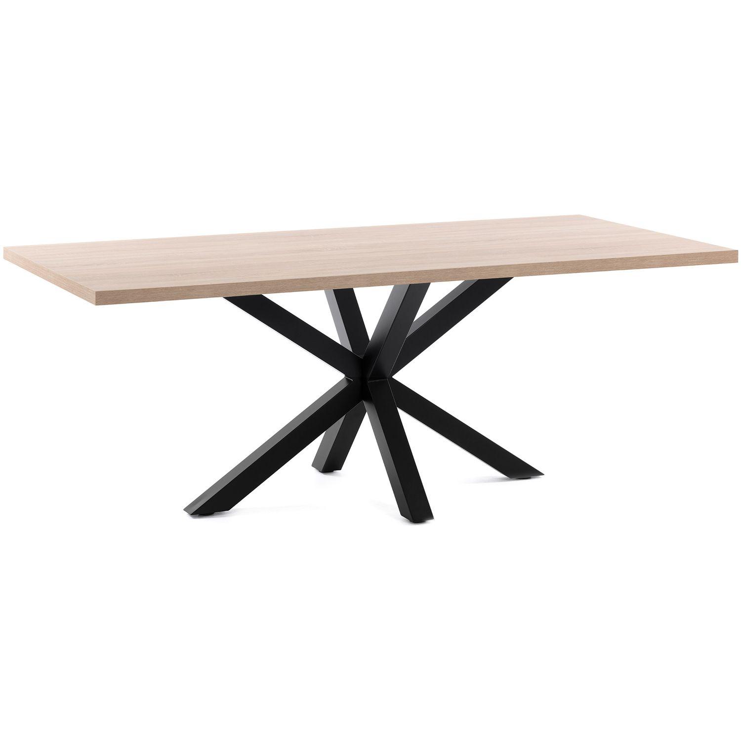 Argo Tisch 180 x 100 cm mit Melamin natur und schwarzen Stahlbeinen
