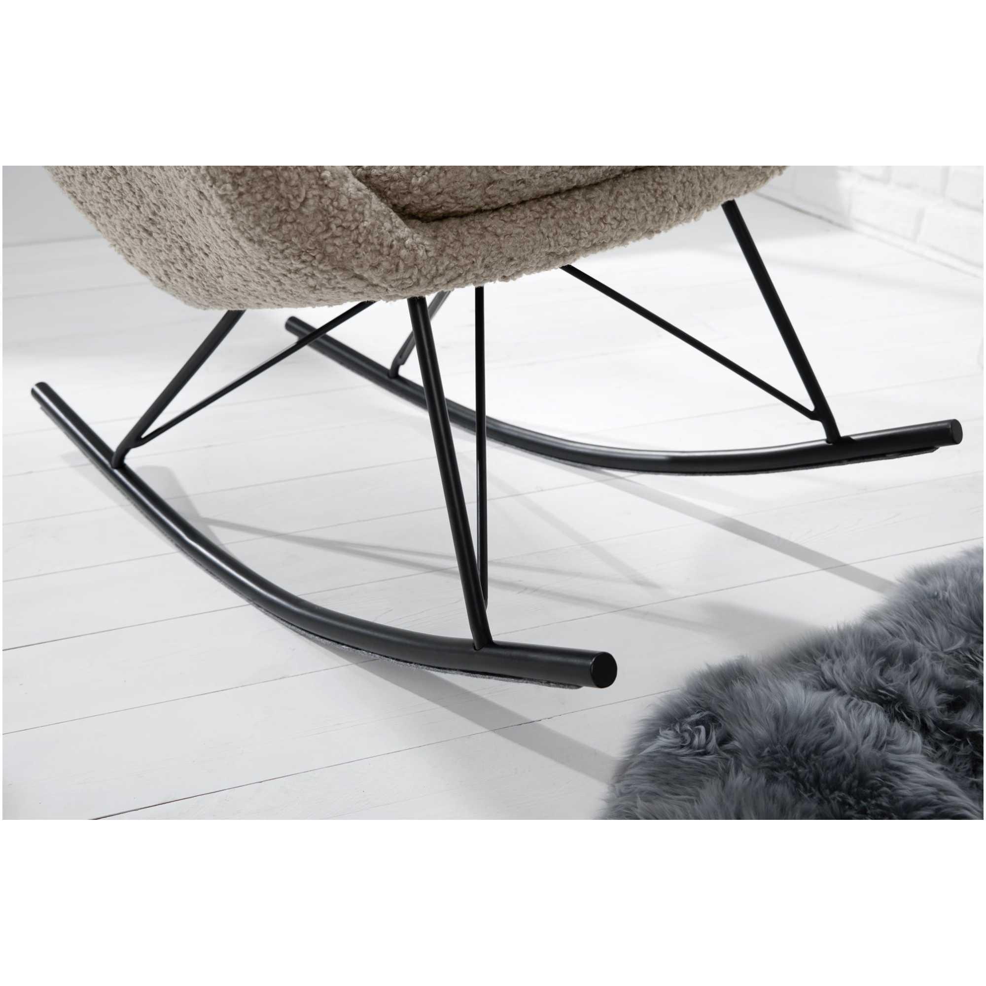 Schaukelstuhl Schaukelsessel Norway Swing Bouclé Stoff champagne greige