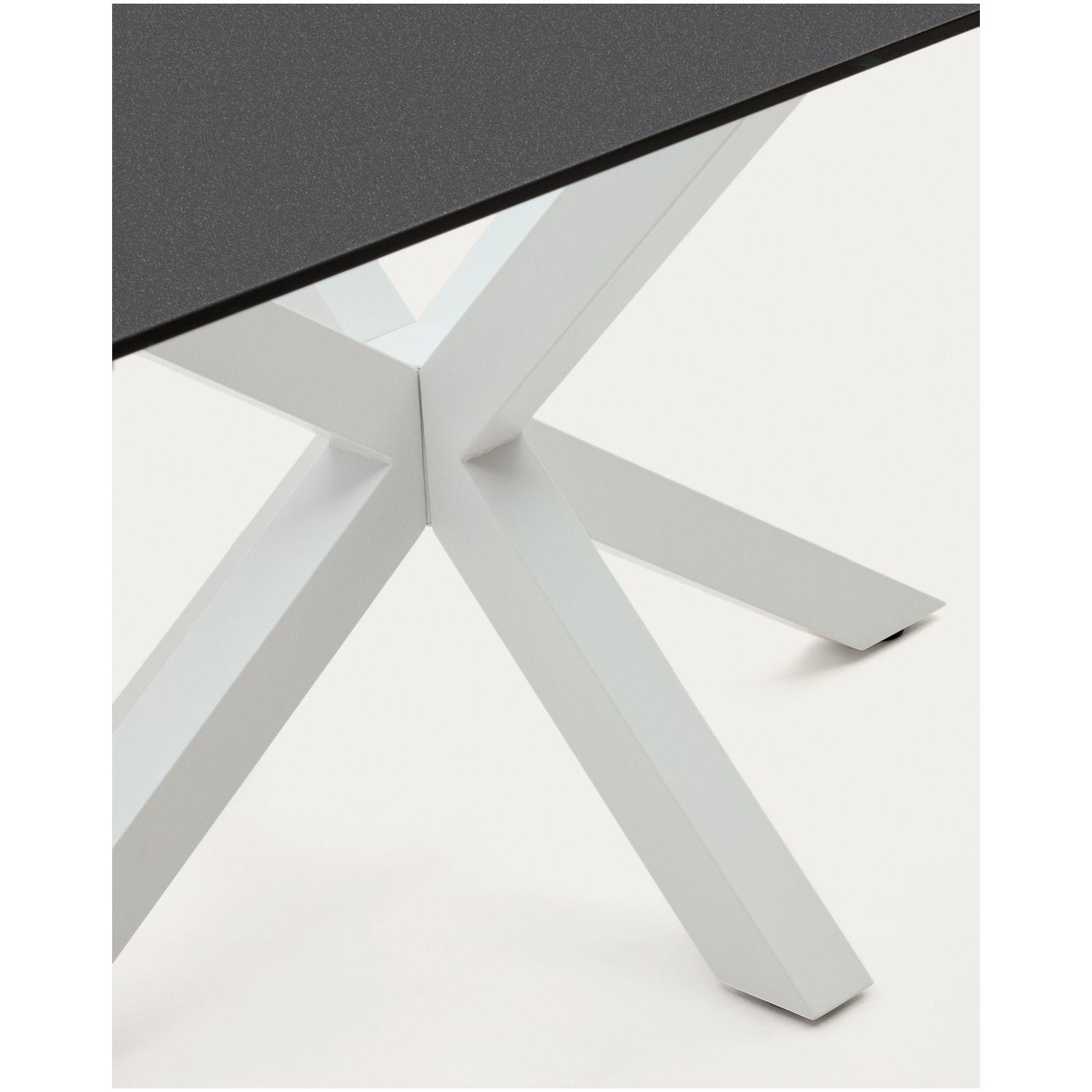 Argo table 180x100 cm, epoxy white and black glass