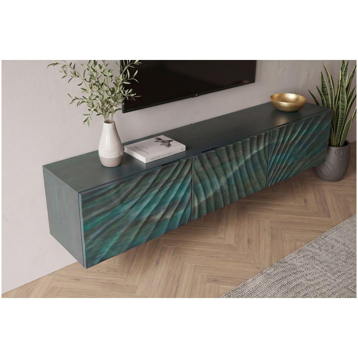 TV Wandmöbel Hängeschrank Vintage Baraya 160 grün Mangoholz