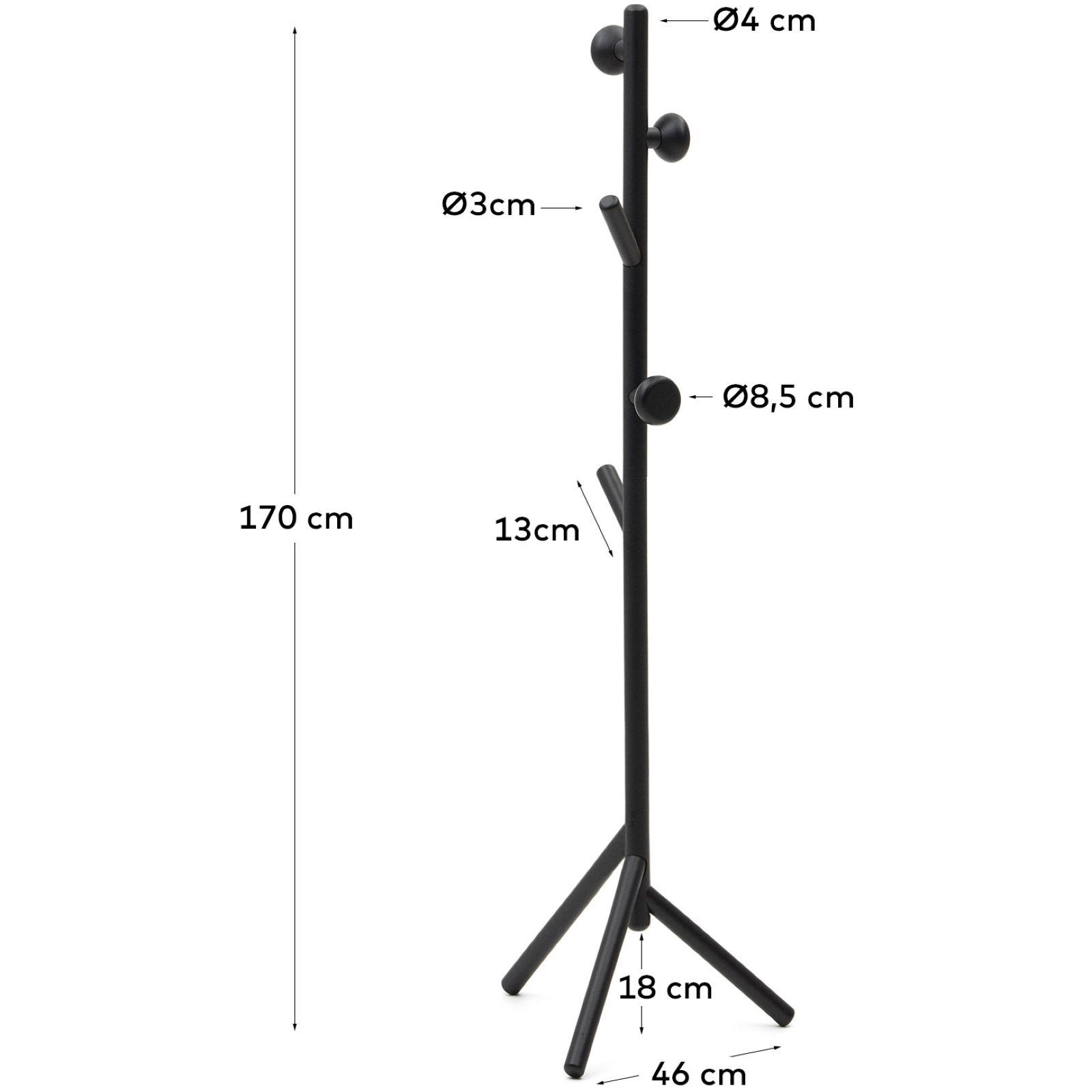 Garderobenständer Nadue aus massiver Buche schwarz 170 cm