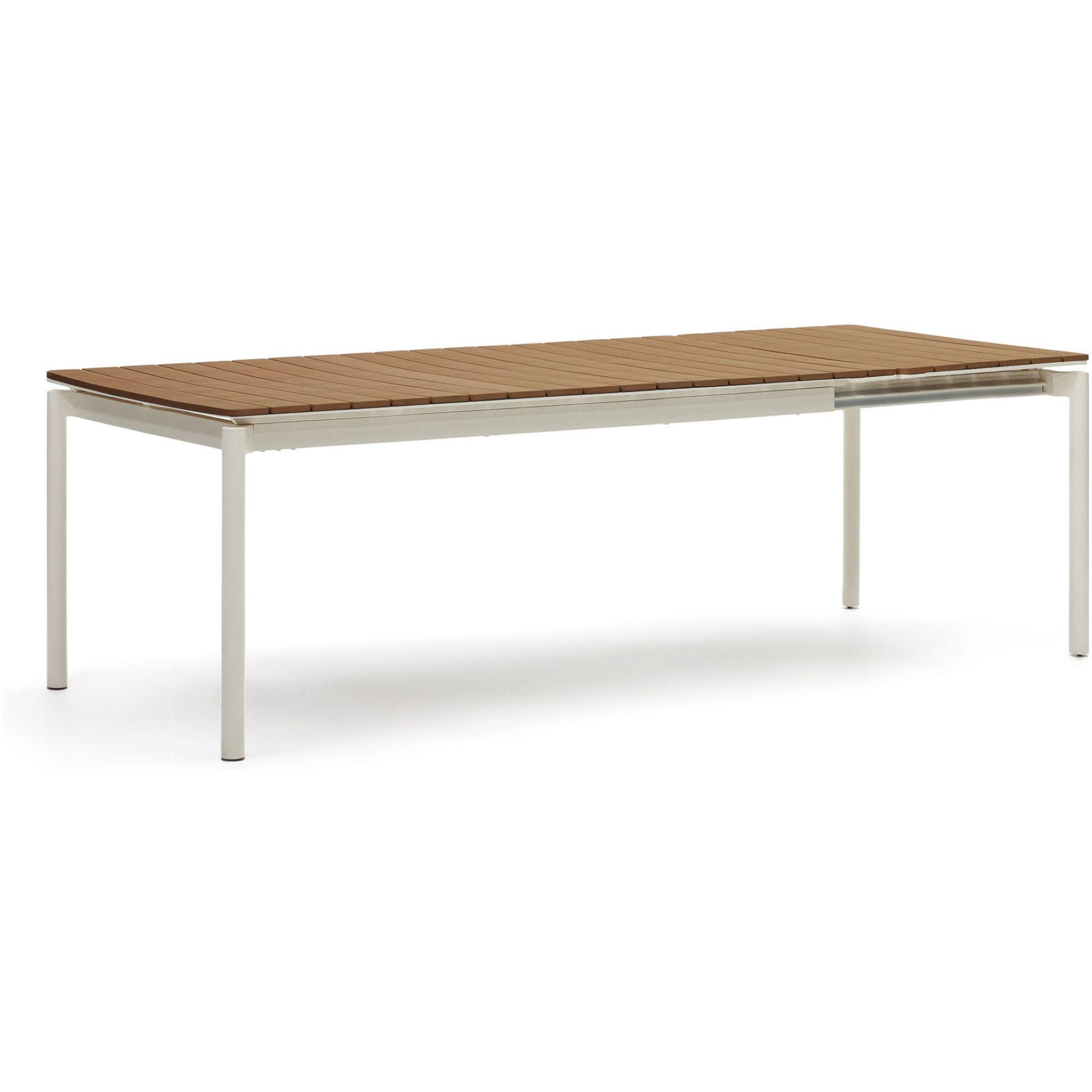 Canyelles Gartenausziehtisch aus Poly-Holz und Aluminium in Mattweiss 180-240x100