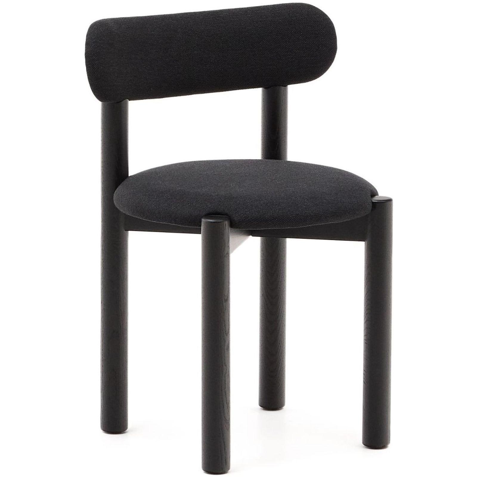 Design Stuhl Nebai Chenille schwarz Gestell Eichenholz schwarz FSC