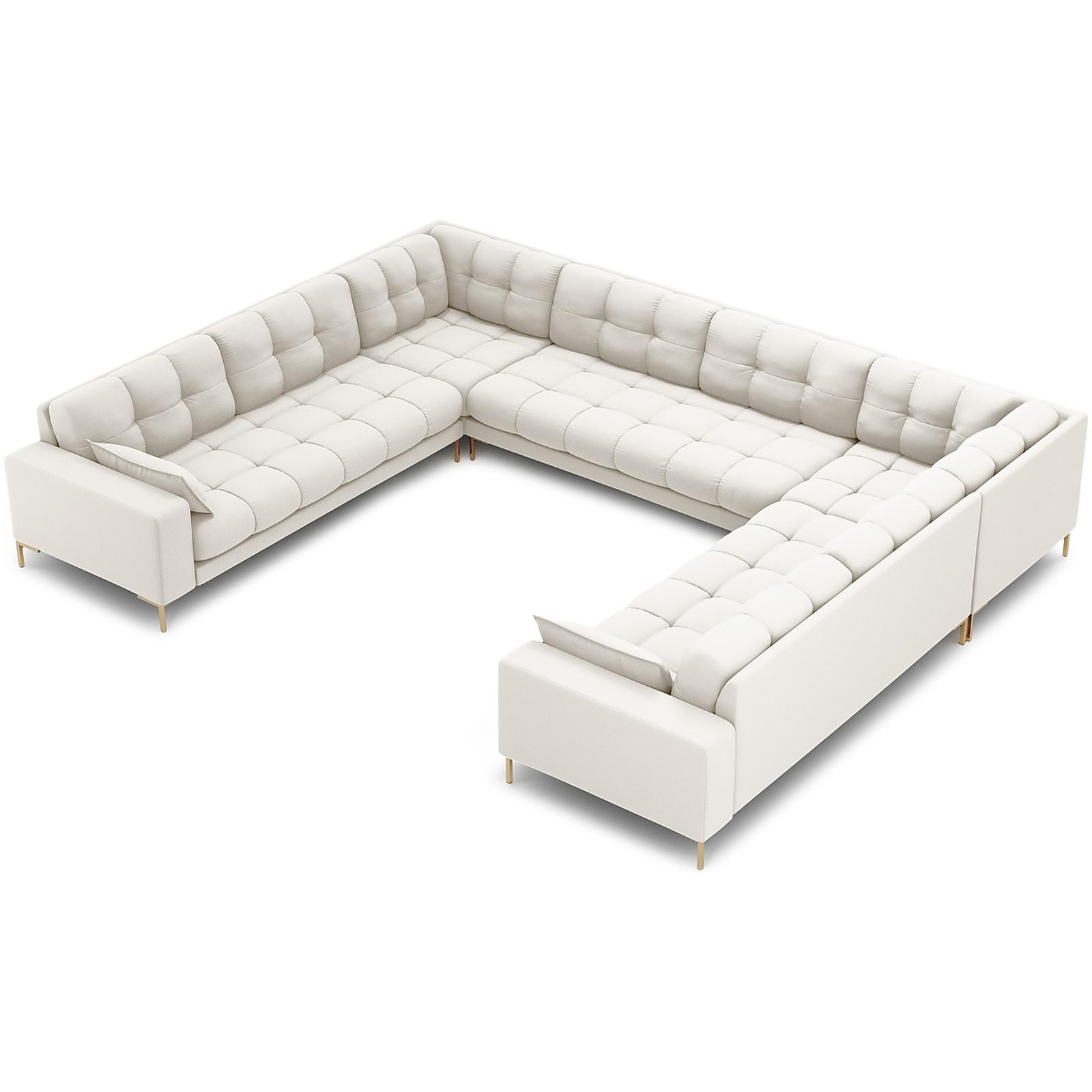 Wohnlandschaft U-Sofa Mamaia 337x256x75 Füsse gold - Bezug: Structured Fabric (Neve), Light Beige