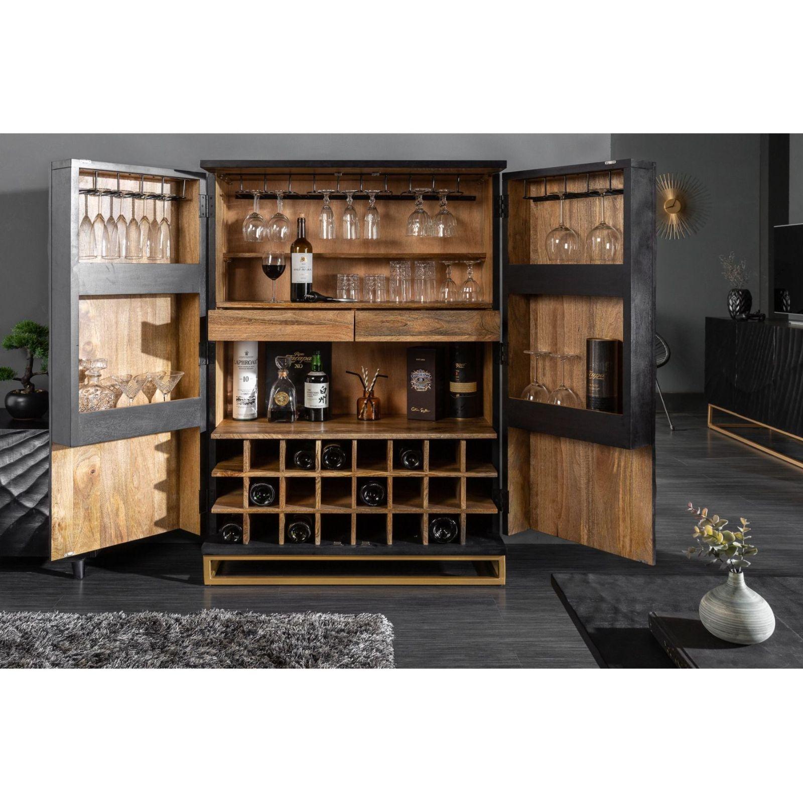 Barschrank Vintage Baraya 141cm schwarz Mango