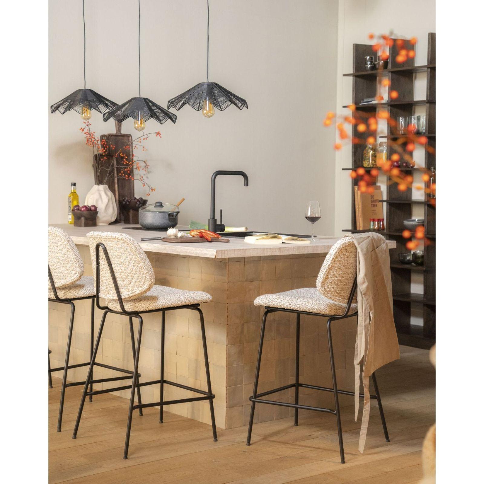 Barhocker Bella Bouclé Stoff beige Sitzhöhe 66