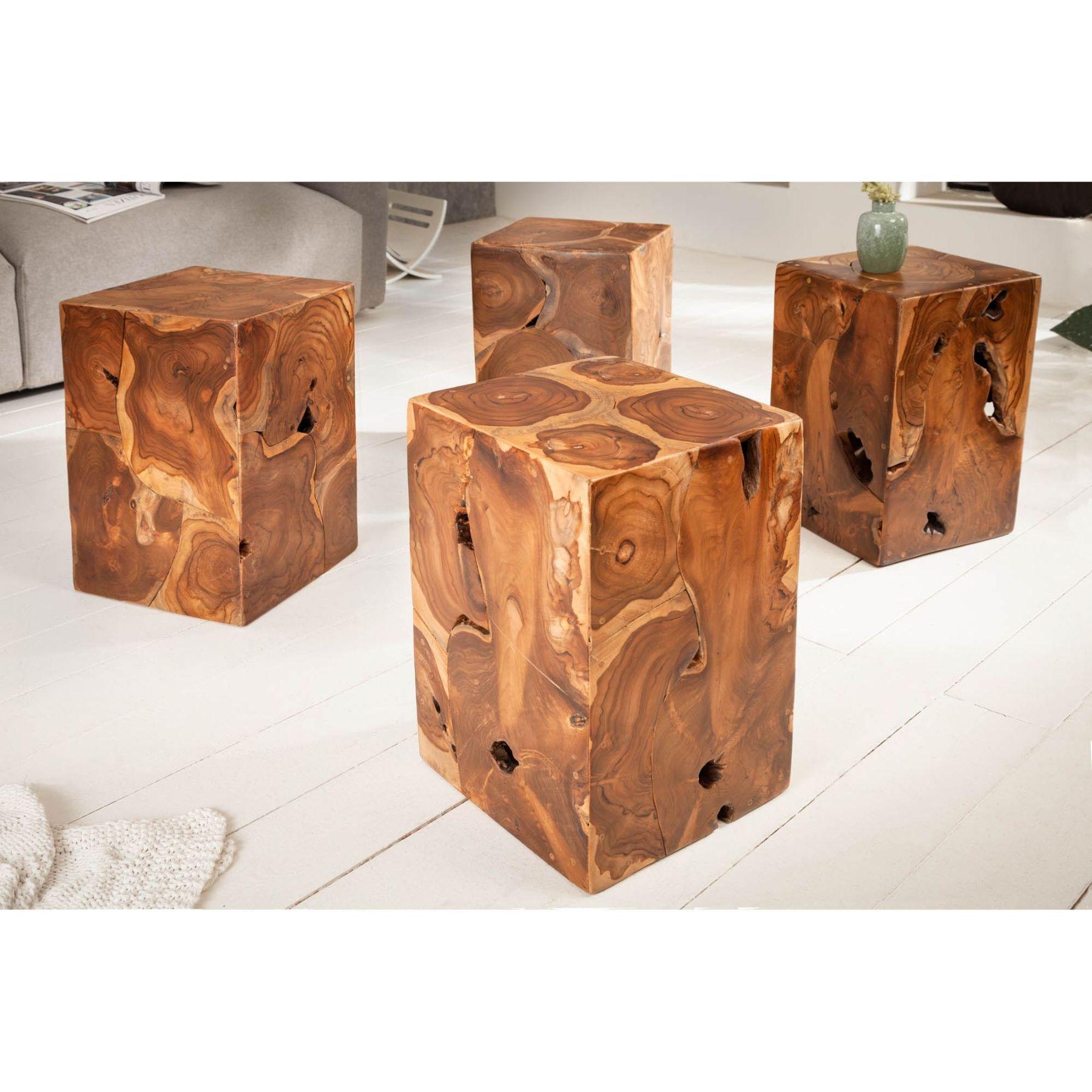 Beistelltisch Holzhocker Tralia Wurzel 30x30 Teakholz Unikat