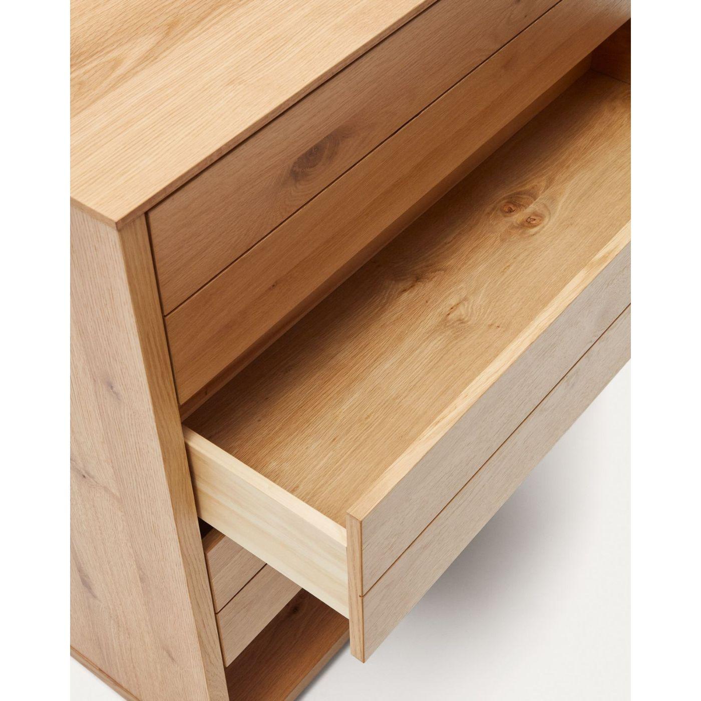 Alguema Kommode 3 Schubladen Eichenfurnier natürliches Finish 100 x 97 cm