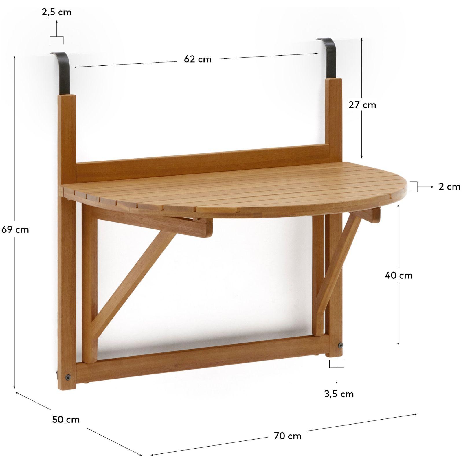 Wandtisch Klapptisch Amarilis Balkon aus massivem Akazienholz FSC 100% 50x70
