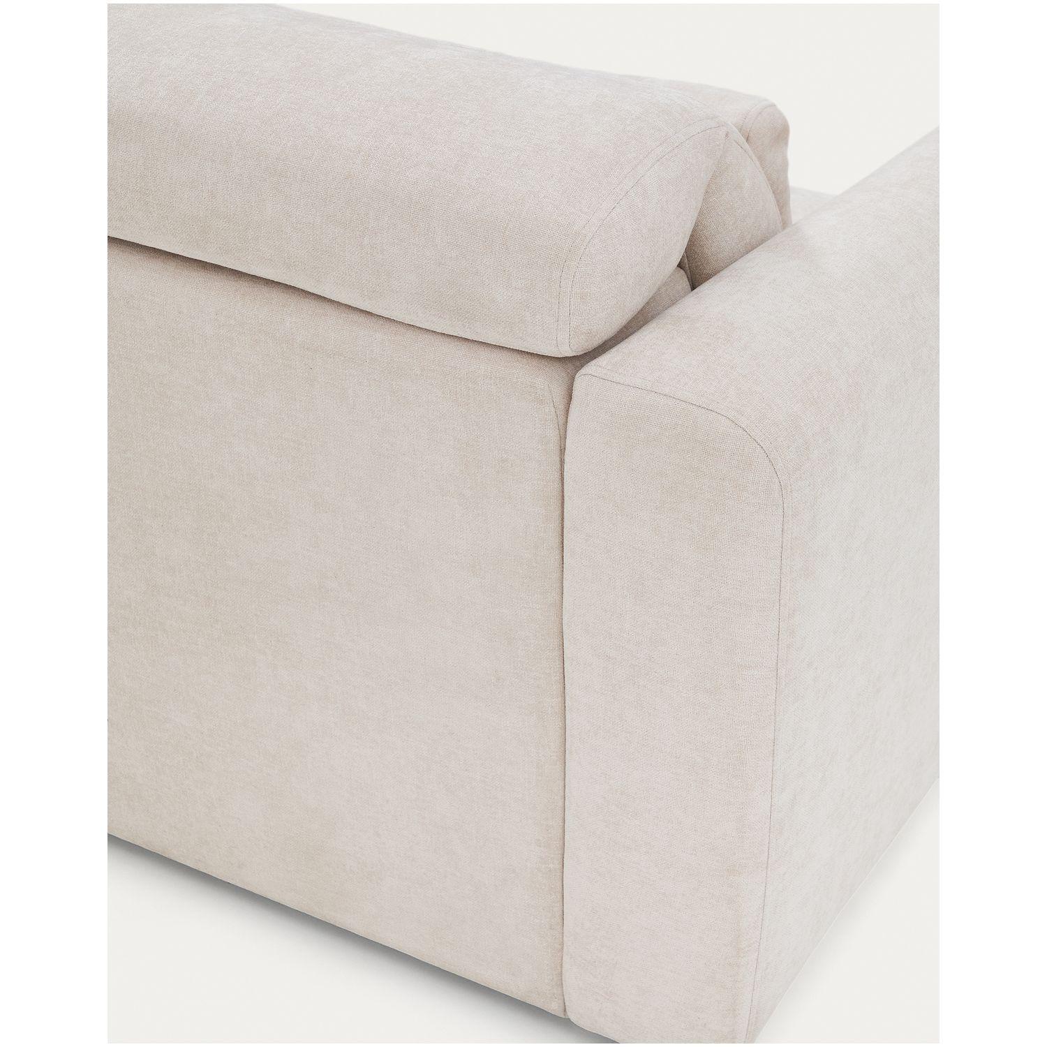 2-Sitzer-Sofa Lares mit elektrisch ausfahrbaren Sitzen und verstellbarer Kopfstütze in beiger Chenille 150 cm