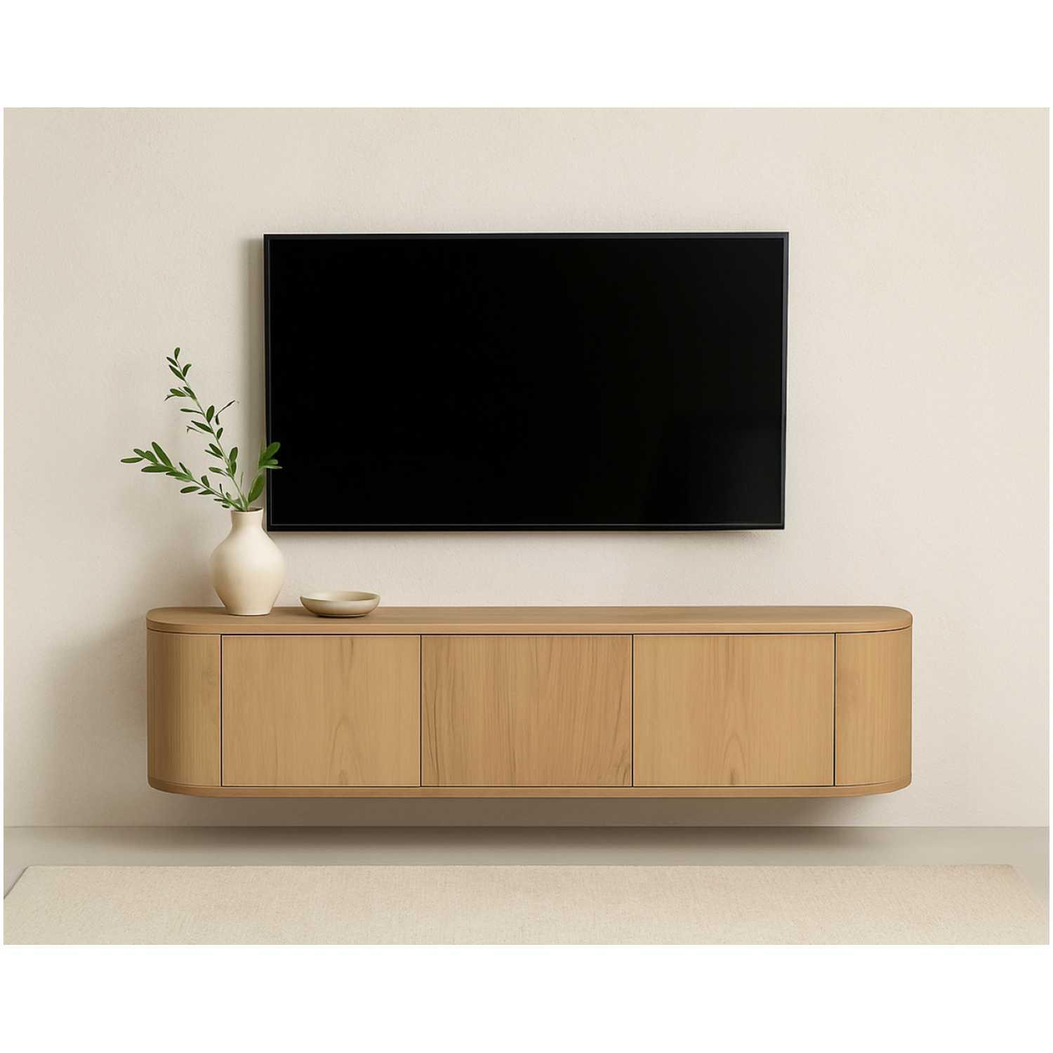 Wand TV Möbel abgerundet Onero Eichenholzfurnier natur 180