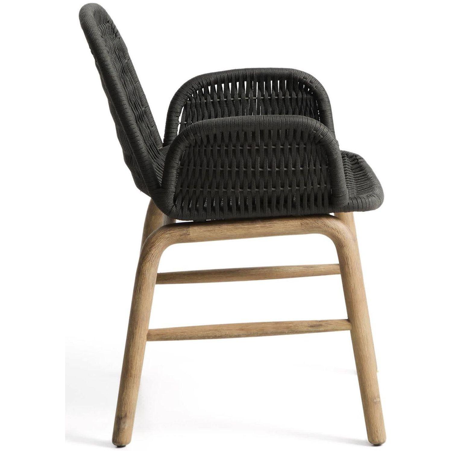 Garten Armlehnstuhl Alipa Akazienholz massiv Seil dunkelgrau FSC 100%