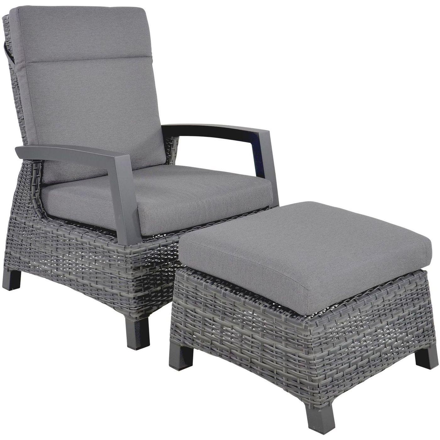 Poly Rattan Gartenlounge Hocker Parma anthrazit