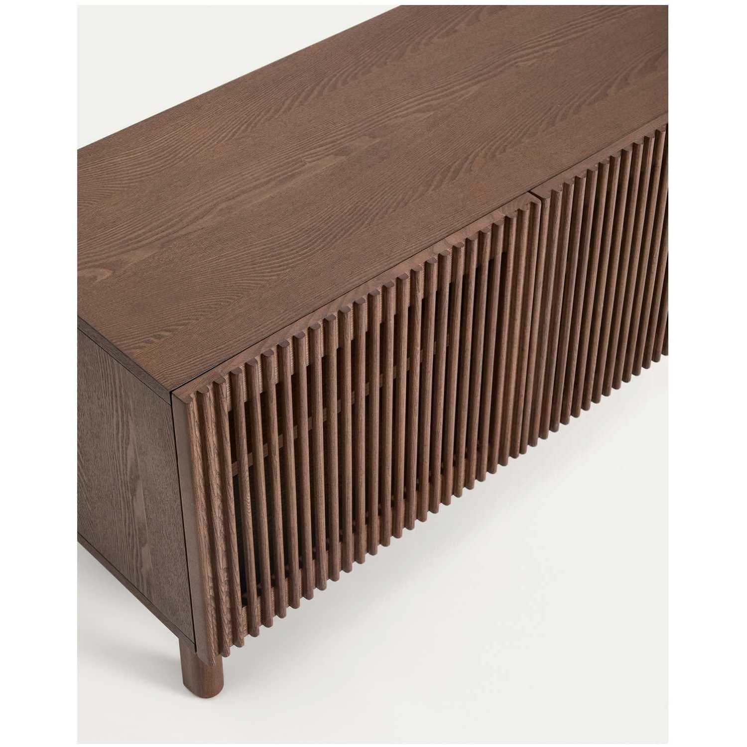 Schuhschrank Beyla aus Furnier und Massivholz aus Esche mit nussbaumfarbenem Finish 98cm FSC 100%