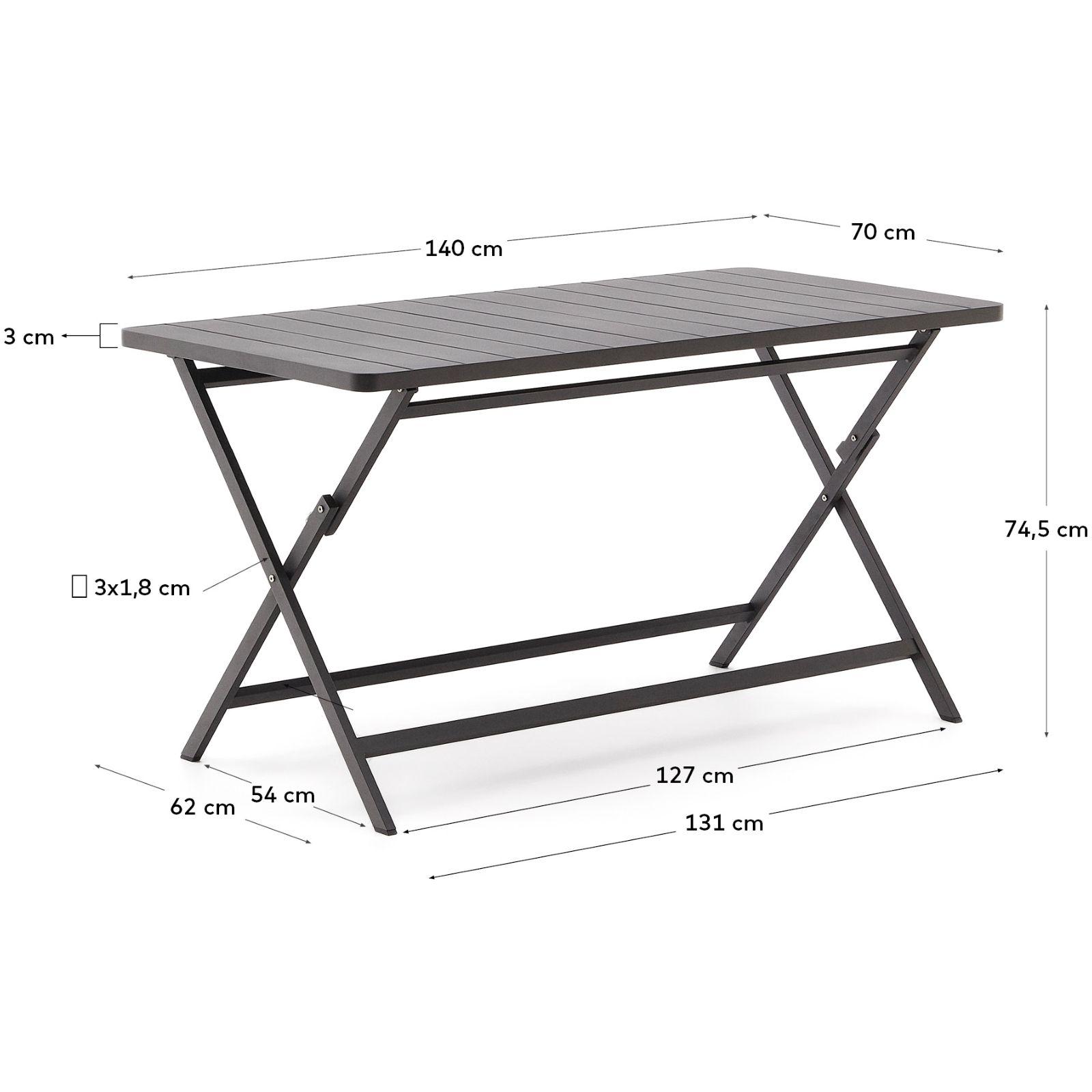 Garten Klapptisch quadratisch Torreta Aluminium dunkelgrau 140x70