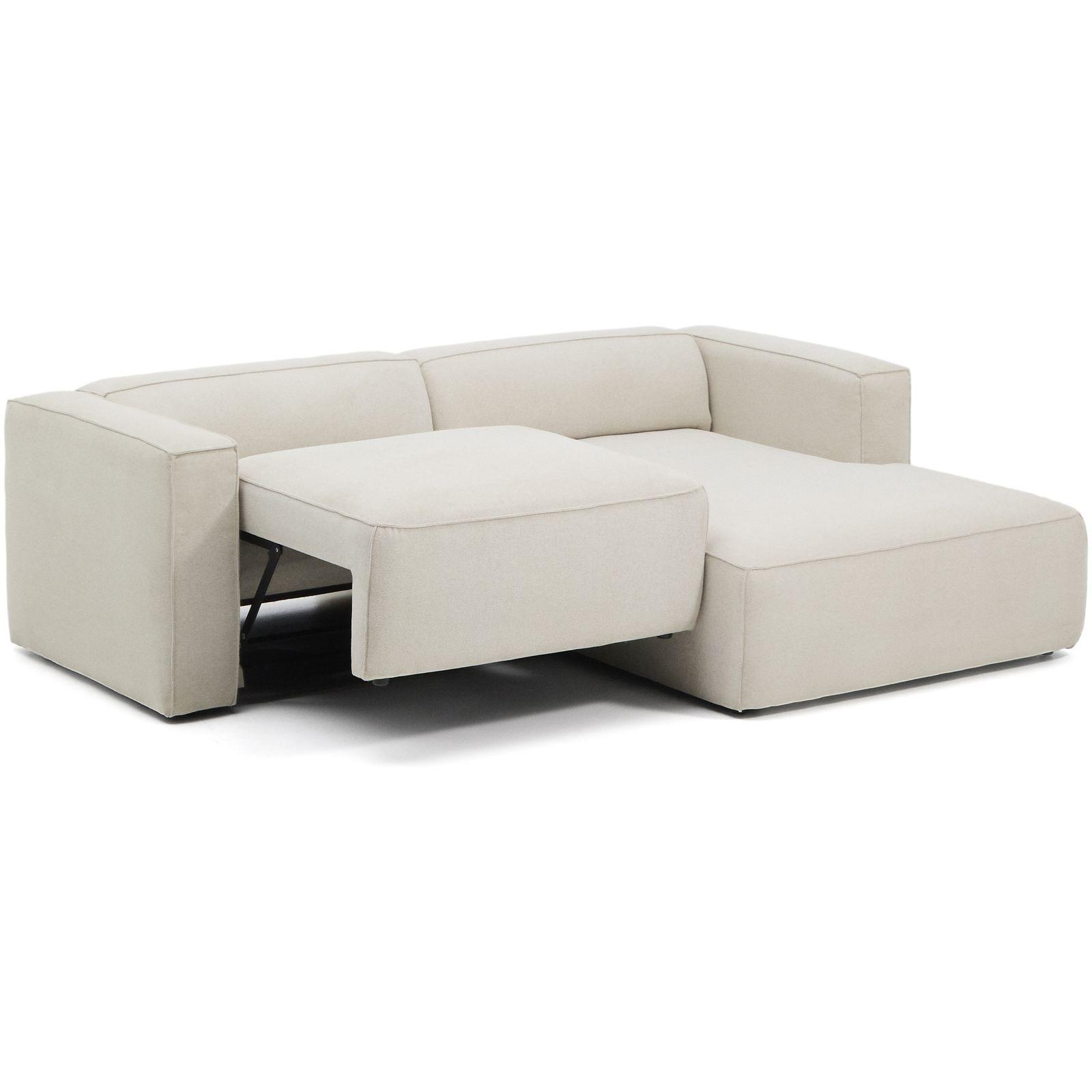 3-Sitzer Ecksofa Bettsofa Marela mit Chaiselongue rechts in beiger Chenille 236 cm FSC Mix Credit