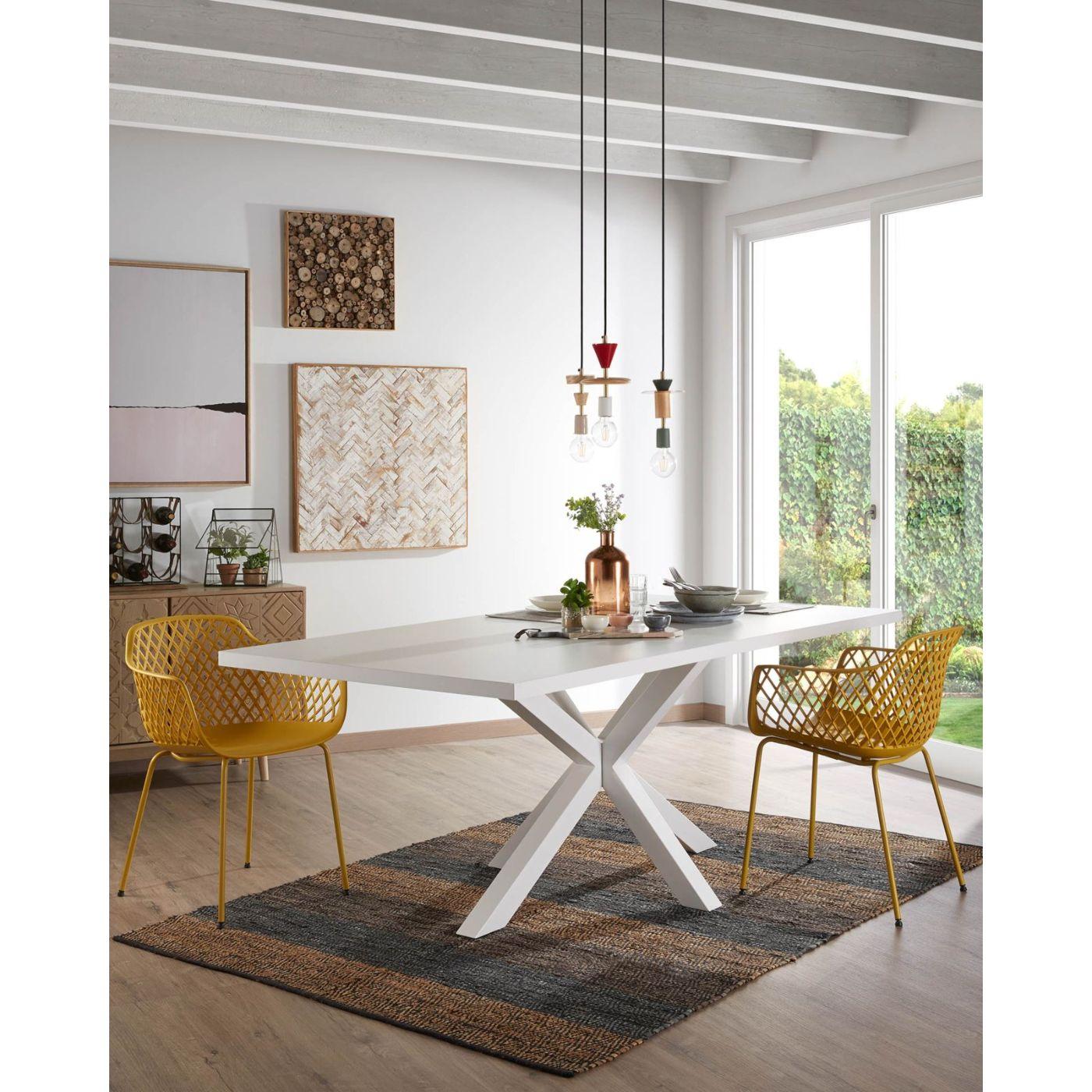 Argo Tisch 160 x 100 cm mit weißem Melamin und weißen Stahlbeinen