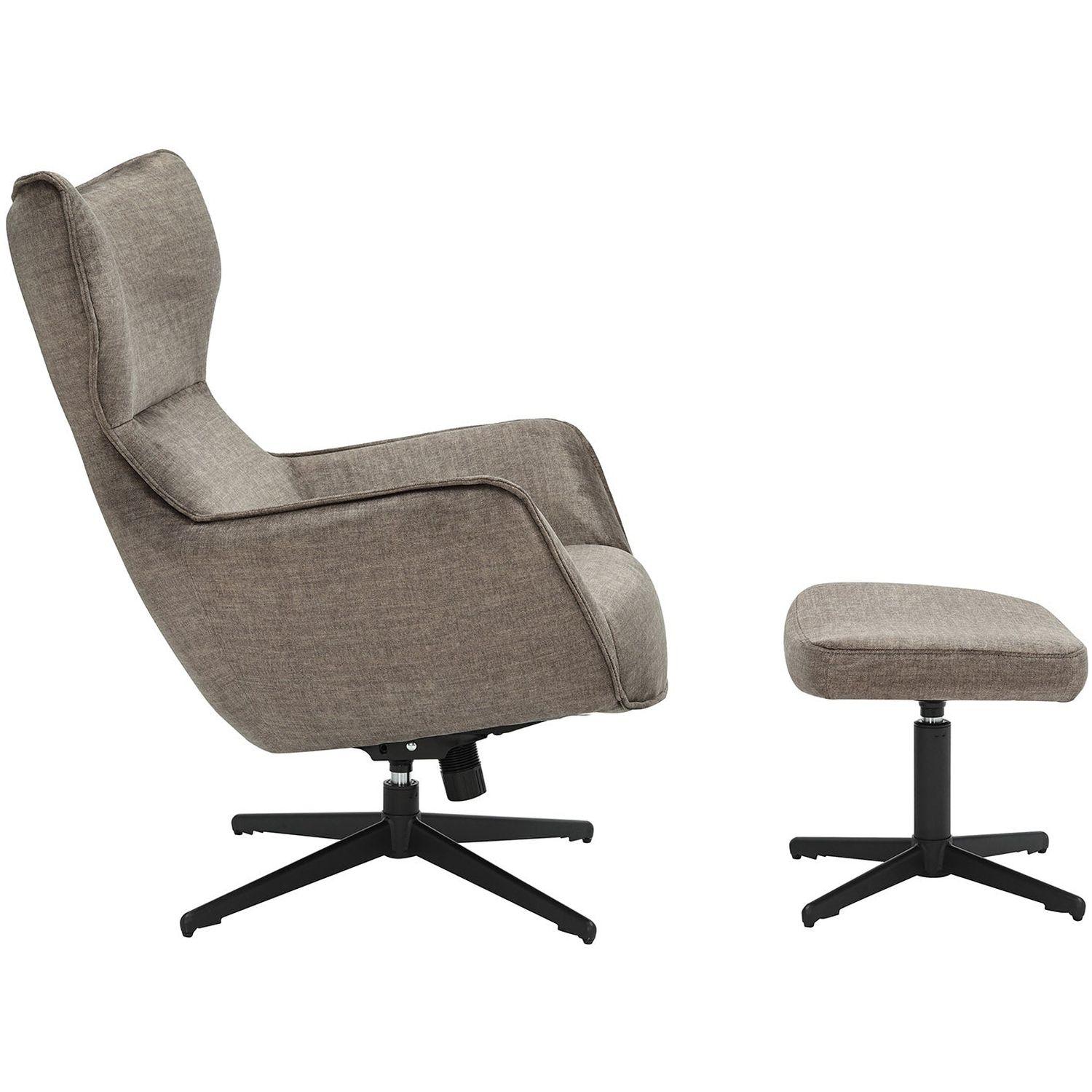 Relaxsessel drehbar Vana Samt Stoff taupe Metall schwarz
