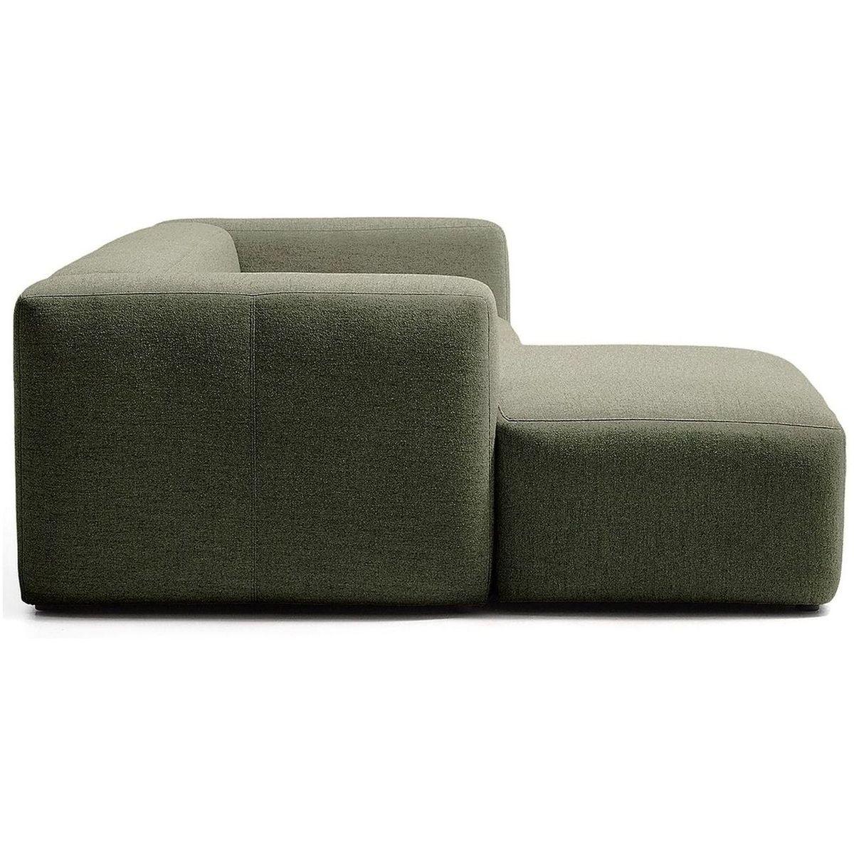2-Sitzer-Sofa Blok mit Chaiselongue links in moosgrüner Chenille 240 cm FSC Mix Credit