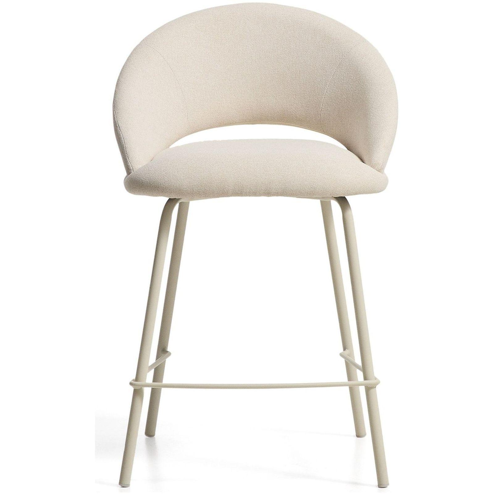 Barhocker Bonali mit beiger Chenille und beigen Metallbeinen FSC Mix Credit 65 cm