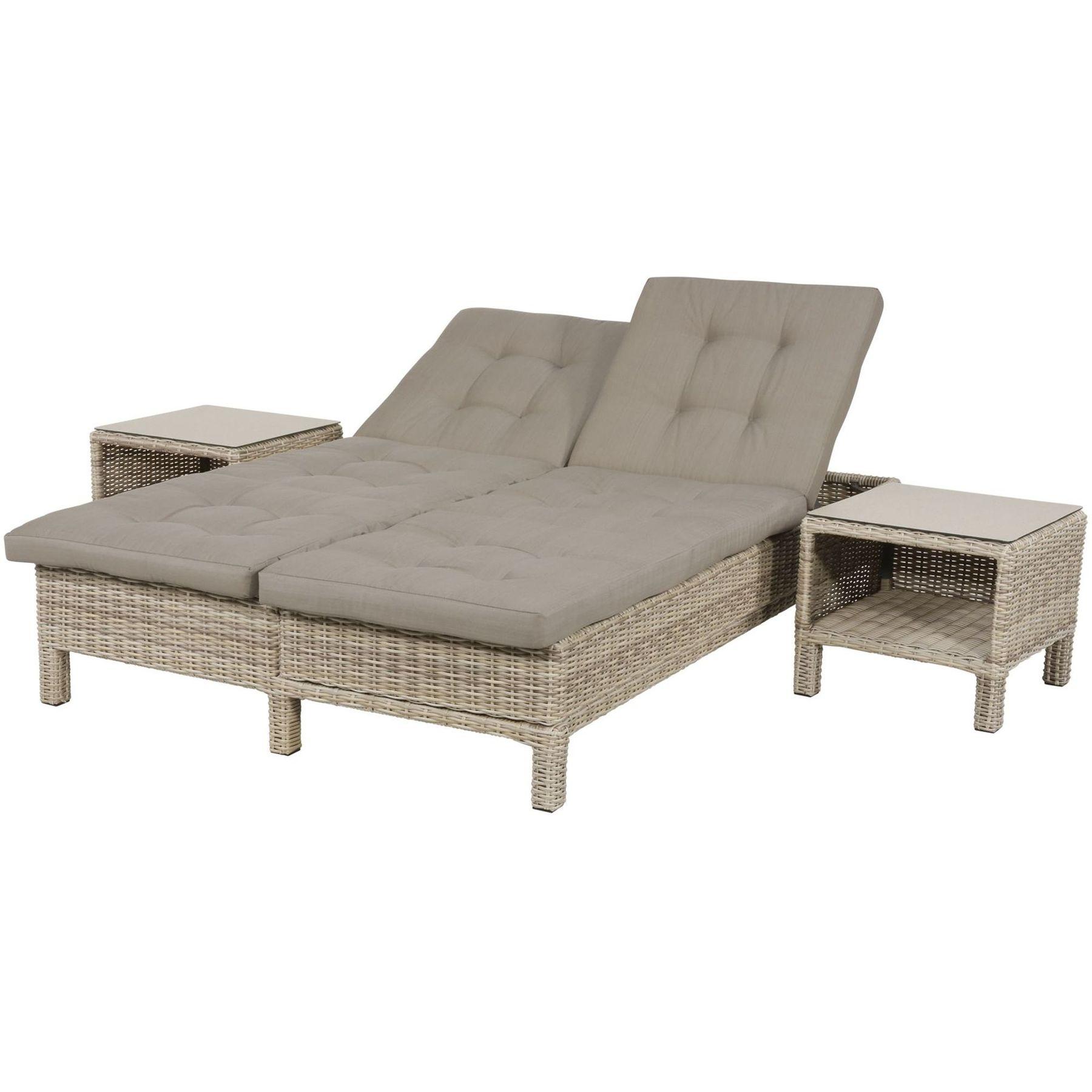 Poly Rattan Doppelliege Daybed mit Sofafunktion Panama 130x200