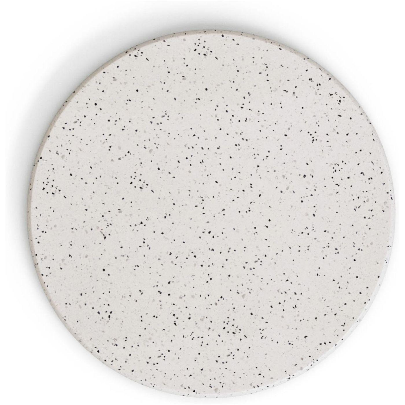 Hoher runder Saura Bar-Tisch aus Metall mit weisser Terrazzo-platte 70x70