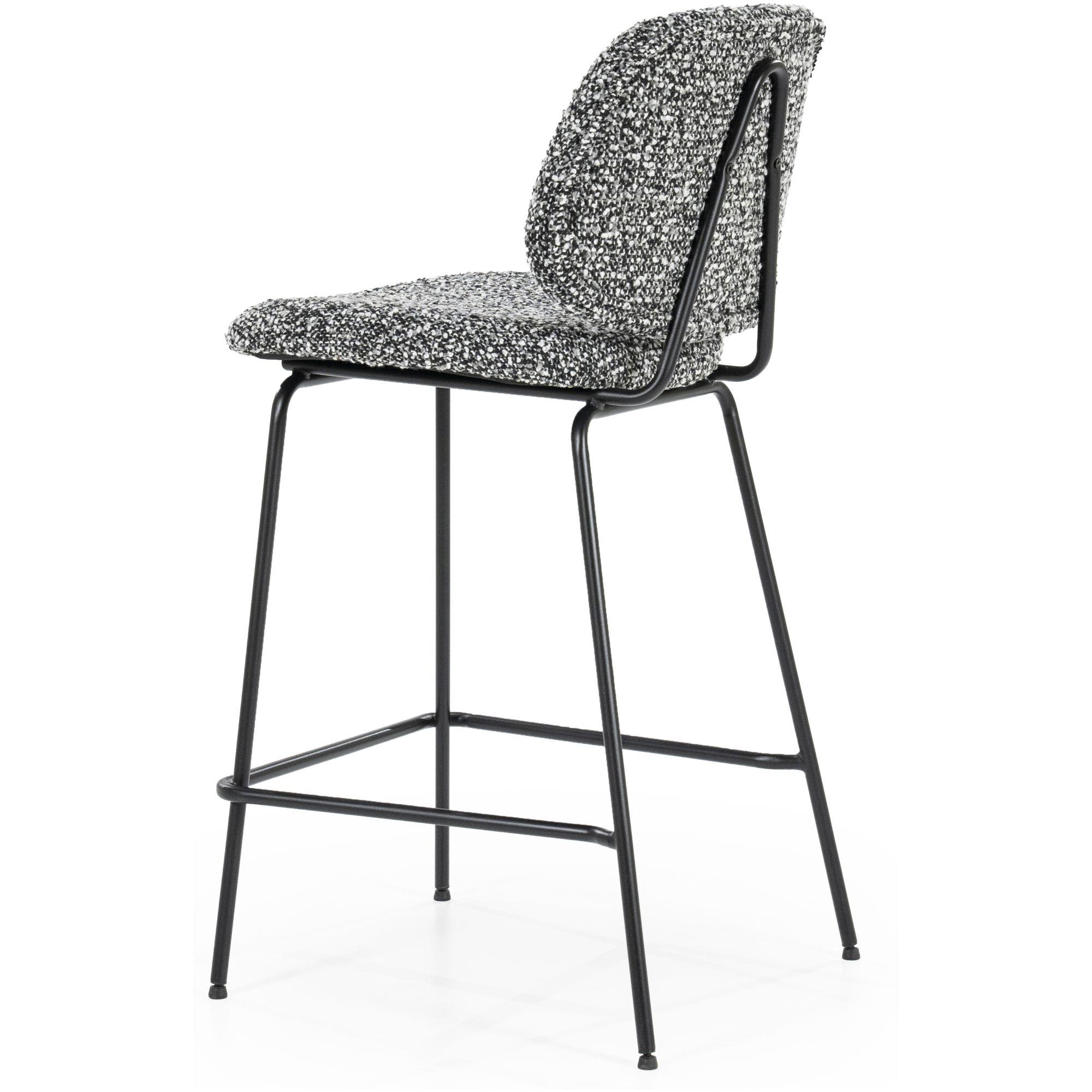 Barhocker Bella Bouclé Stoff schwarz Sitzhöhe 66