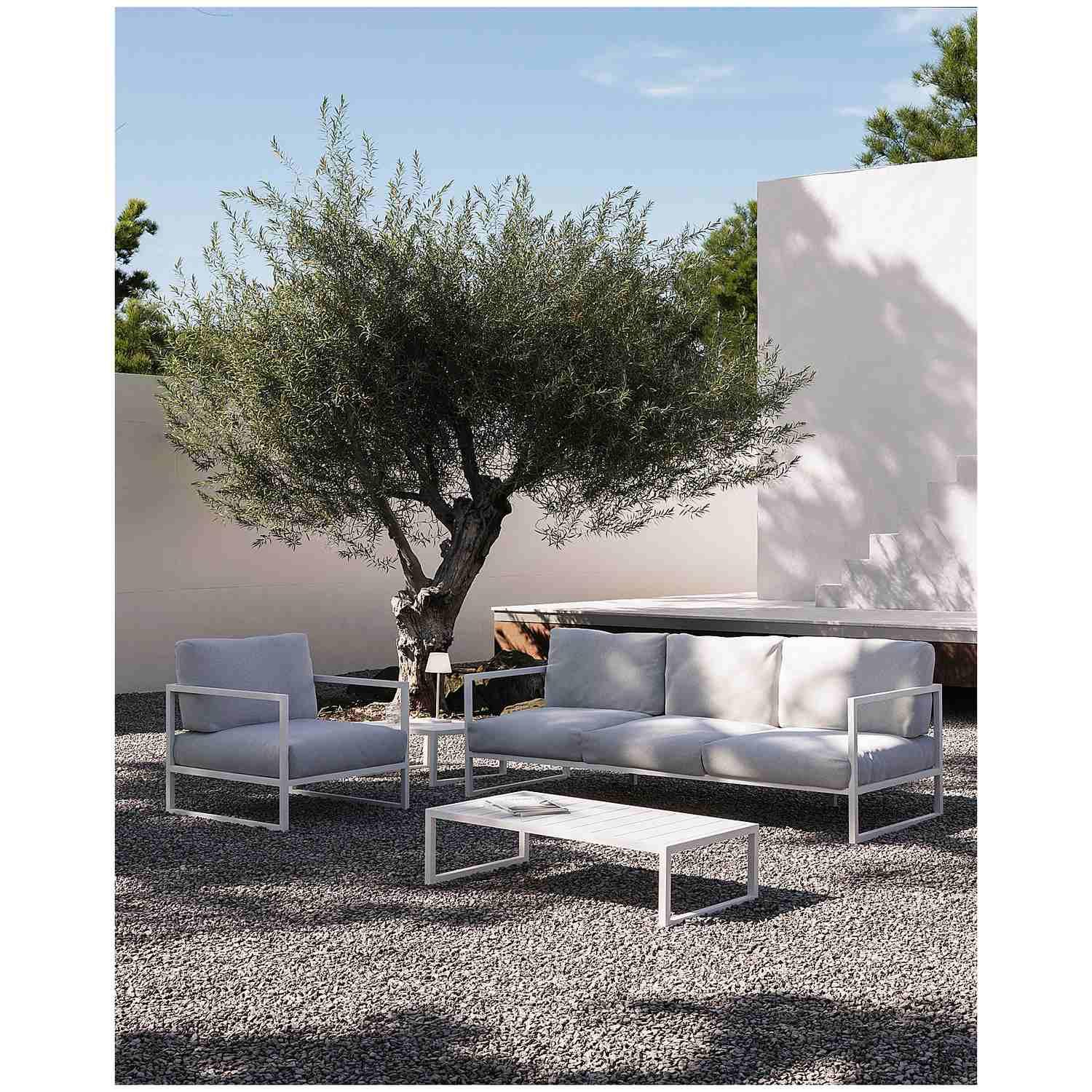 Comova 3-Sitzer-Sofa 100% weiss und Aluminium weiss 222 cm