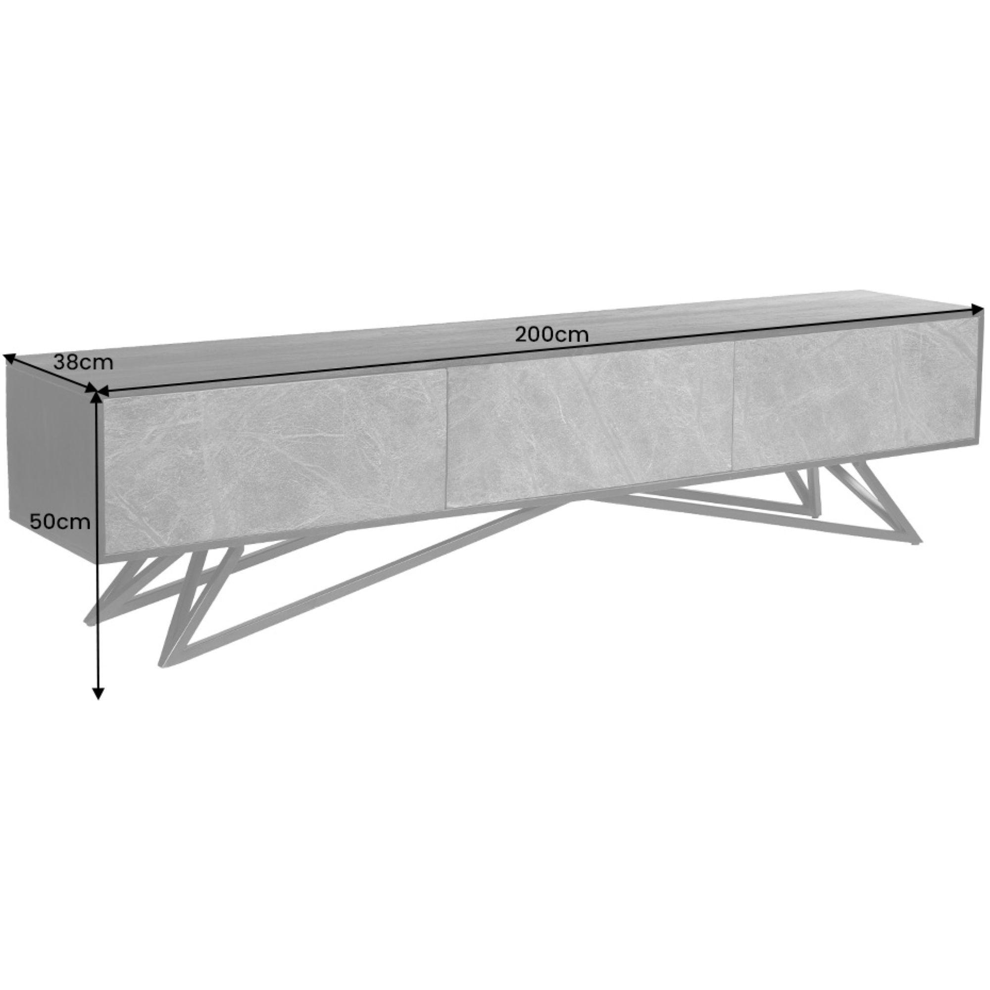 TV Möbel Wandboard Stone Natursteinfurnier Akazienholz 200