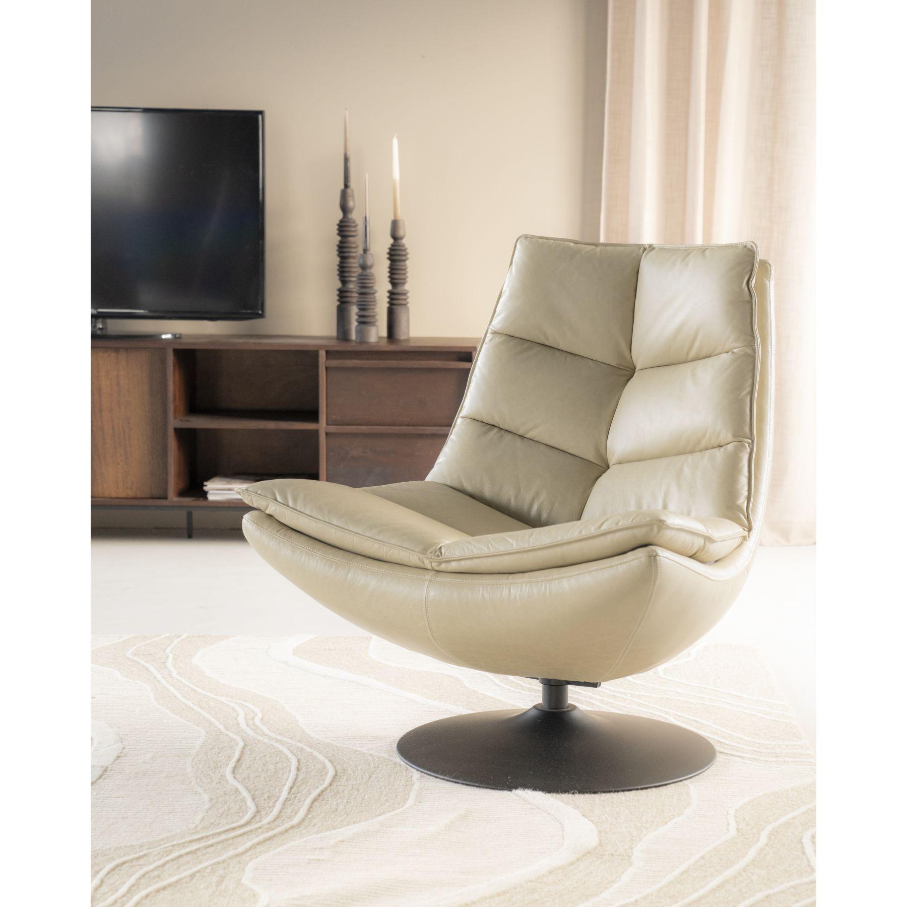 Drehsessel Relax Boxer Echtleder beige