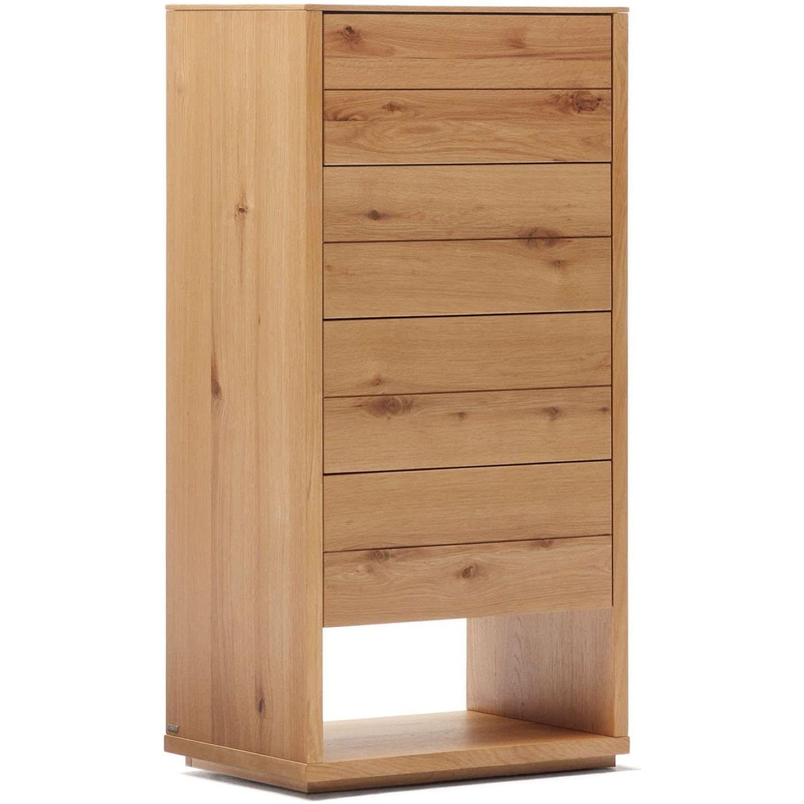 Alguema Kommode 4 Schubladen Eichenfurnier natürliches Finish 60 x 120 cm