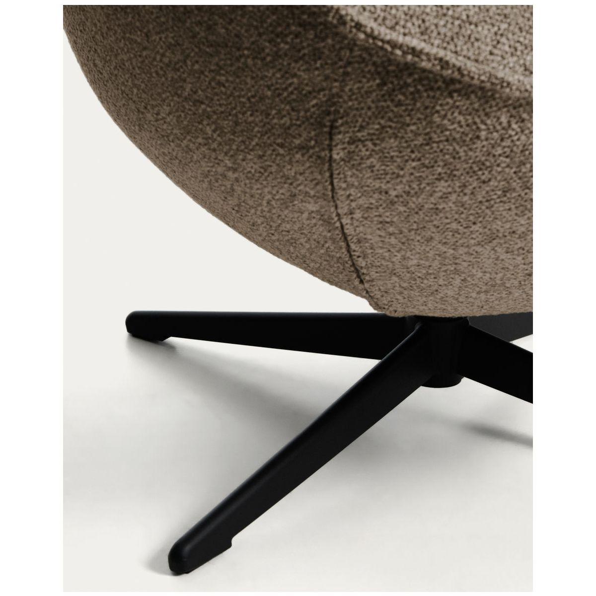 Drehsessel Sorile mit brauner Chenille und schwarz lackiertem Stahl FSC 100%