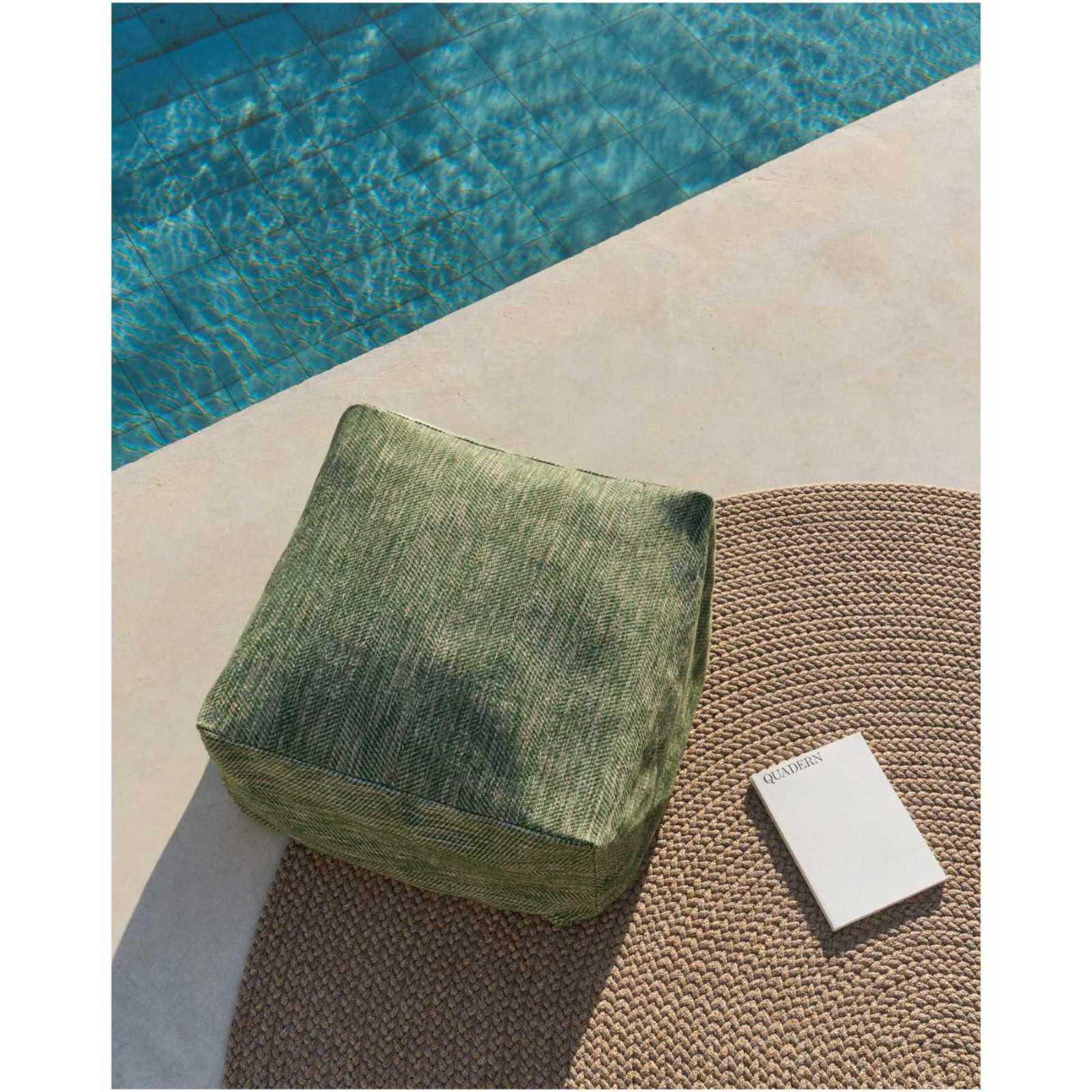 Gartenteppich rund Despas aus synthetischen Fasern beige 150x150