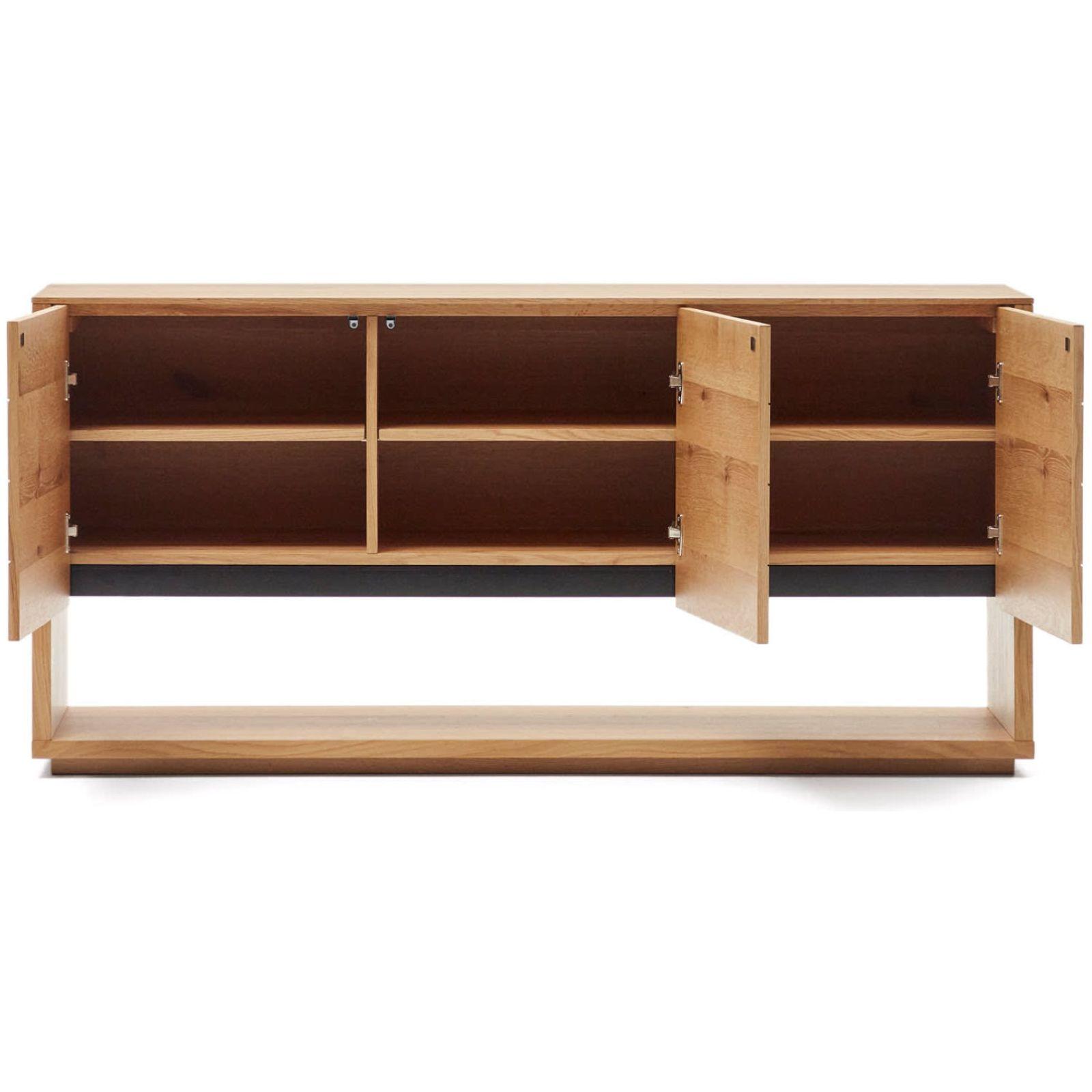 Alguema Sideboard 3 Türen mit Eichenfurnier und natürlichem Finish 151 x 74 cm