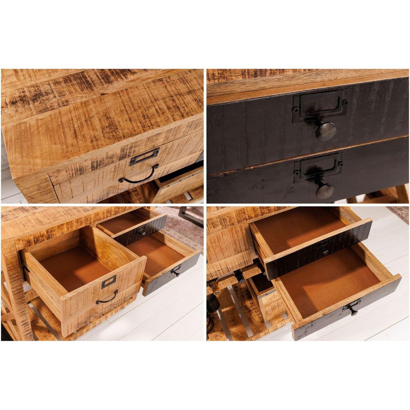 Servierwagen Vintage Loft Mangoholz natur Metall