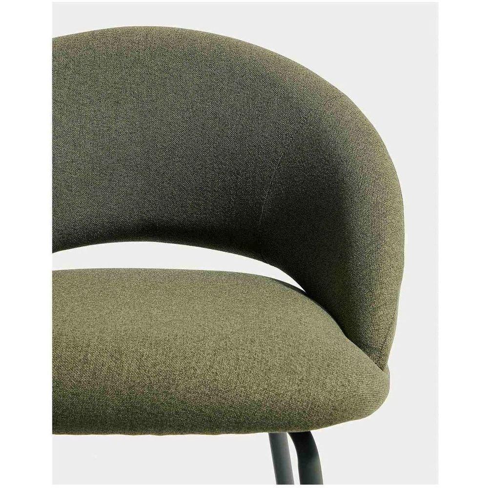 Barhocker Bonali mit grüner Chenille und grünen Metallbeinen FSC Mix Credit 65 cm