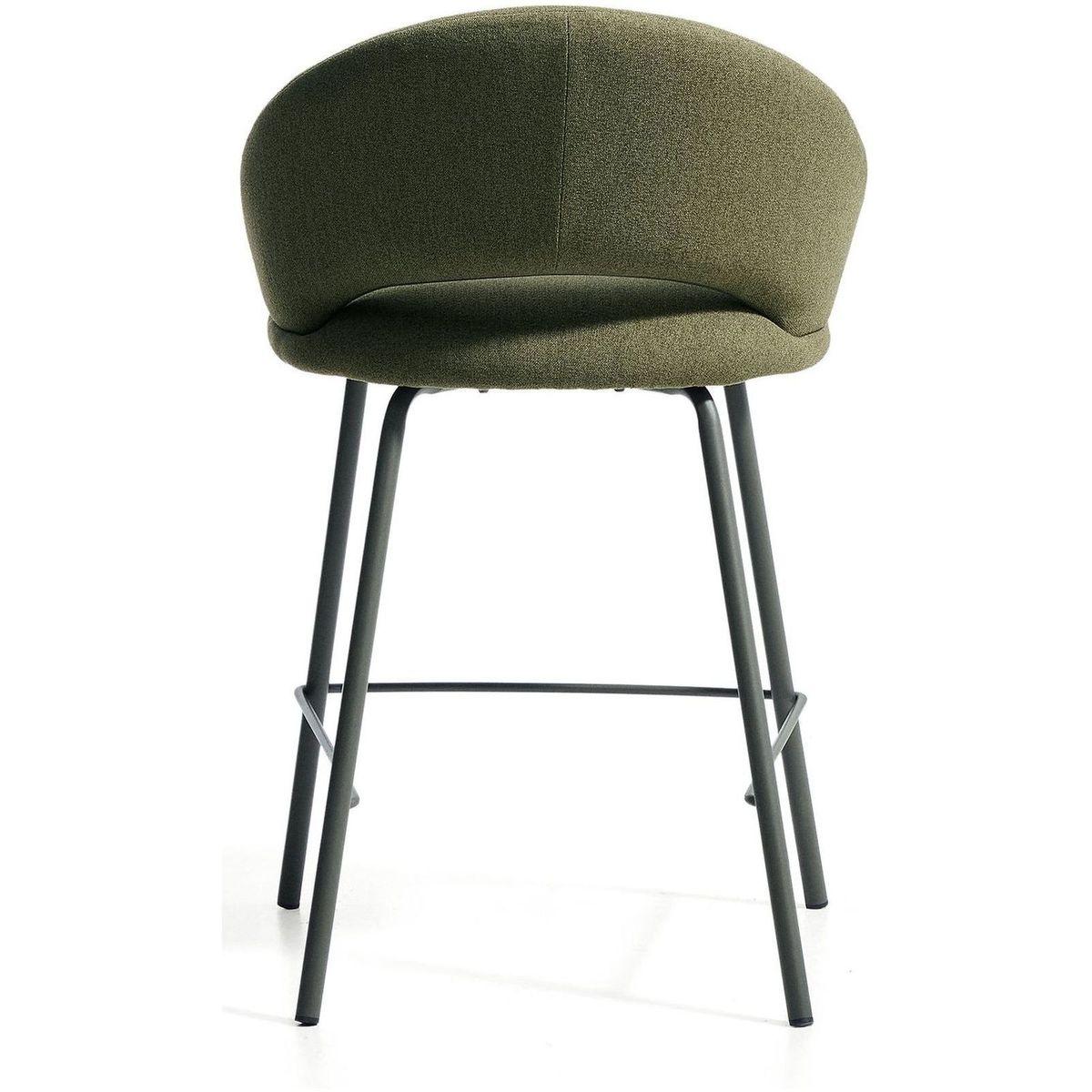 Barhocker Bonali mit grüner Chenille und grünen Metallbeinen FSC Mix Credit 65 cm