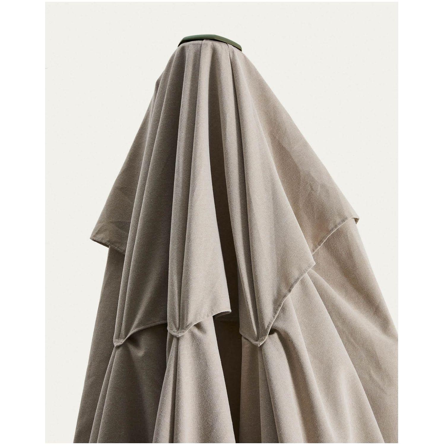 Exzentrischer Sonnenschirm Noli in Beige mit grünem Aluminiumgestell 300x420