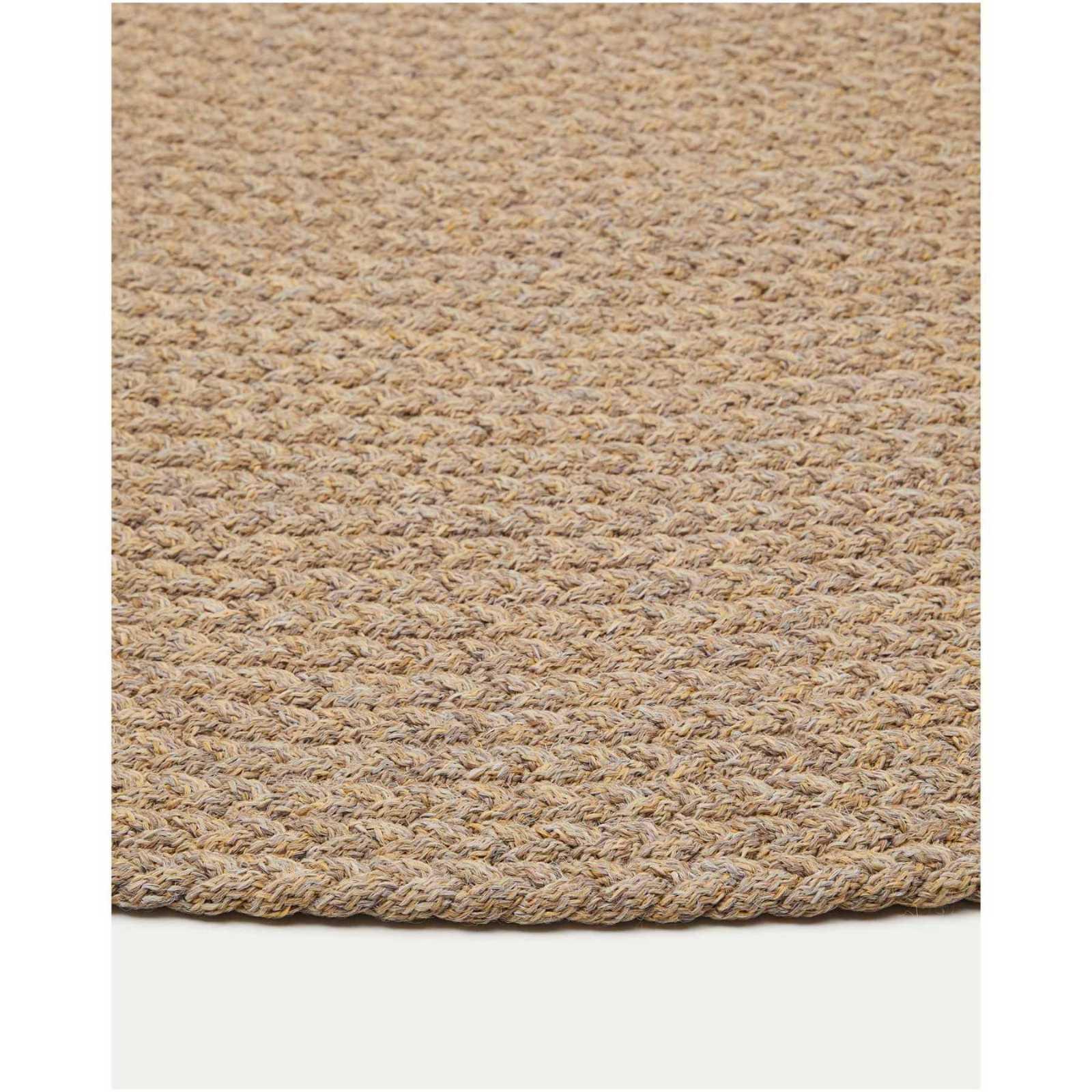Gartenteppich rund Despas aus synthetischen Fasern beige 150x150