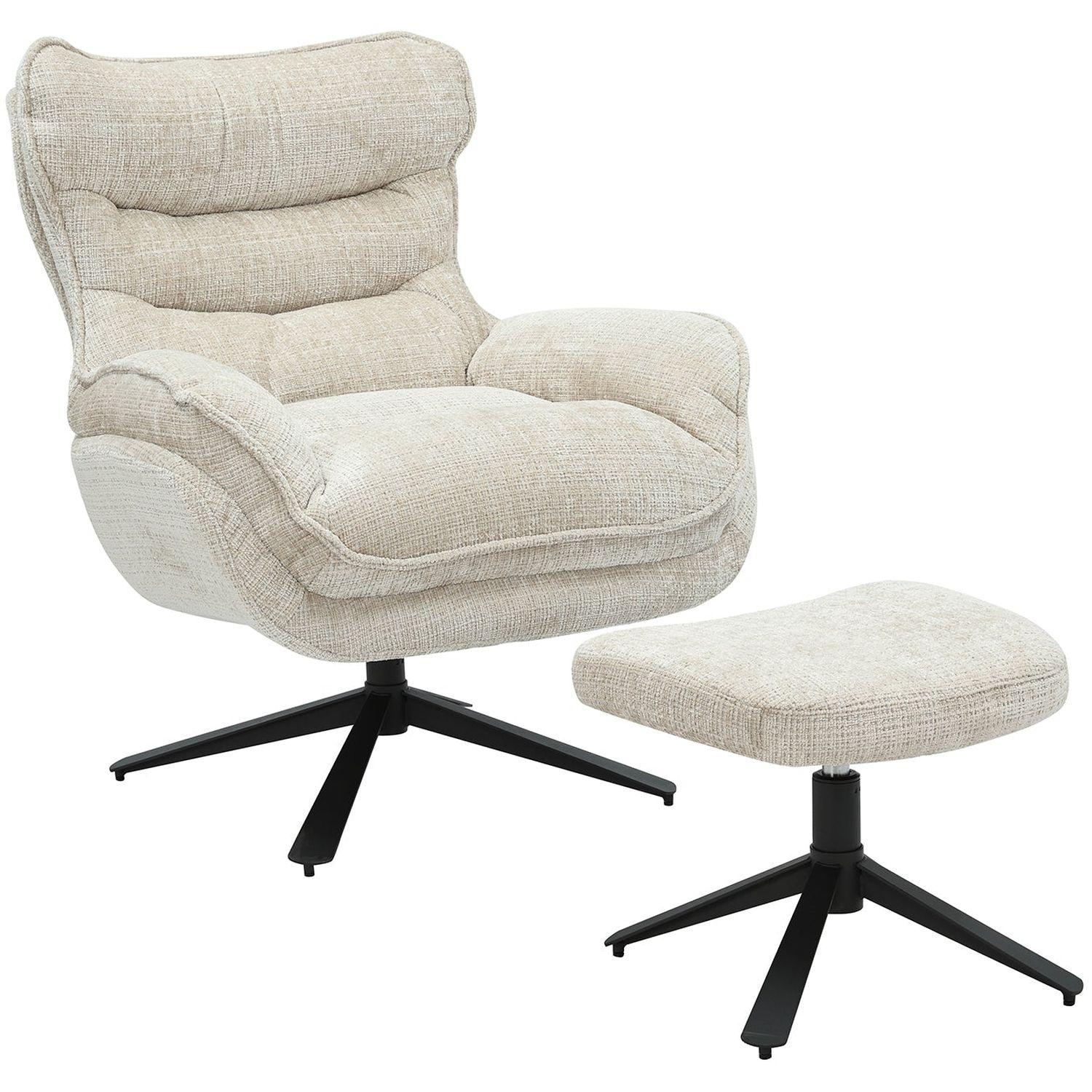 Relaxsessel drehbar Heaven Stoff beige Metall schwarz