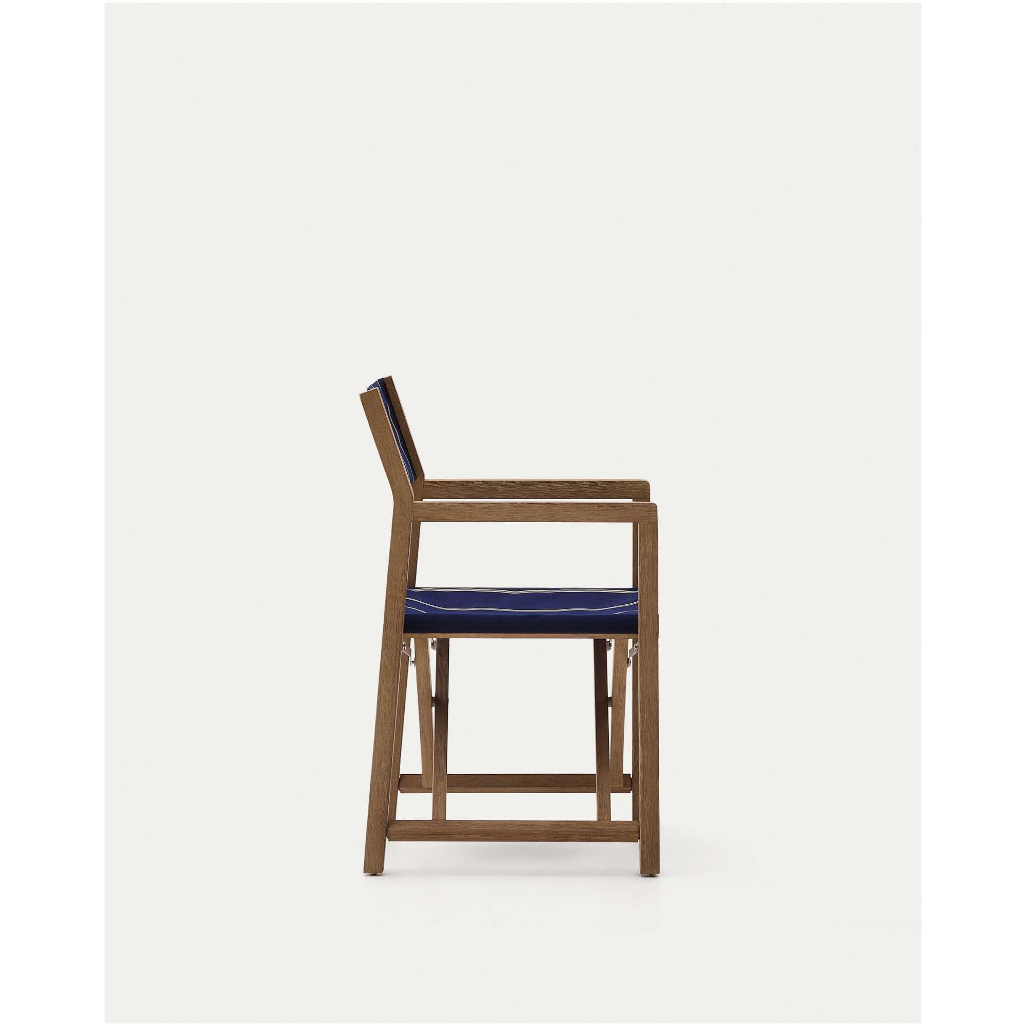 Blau-beige gestreifter Outdoor-Klappstuhl Vilara aus massivem Akazienholz, FSC 100%