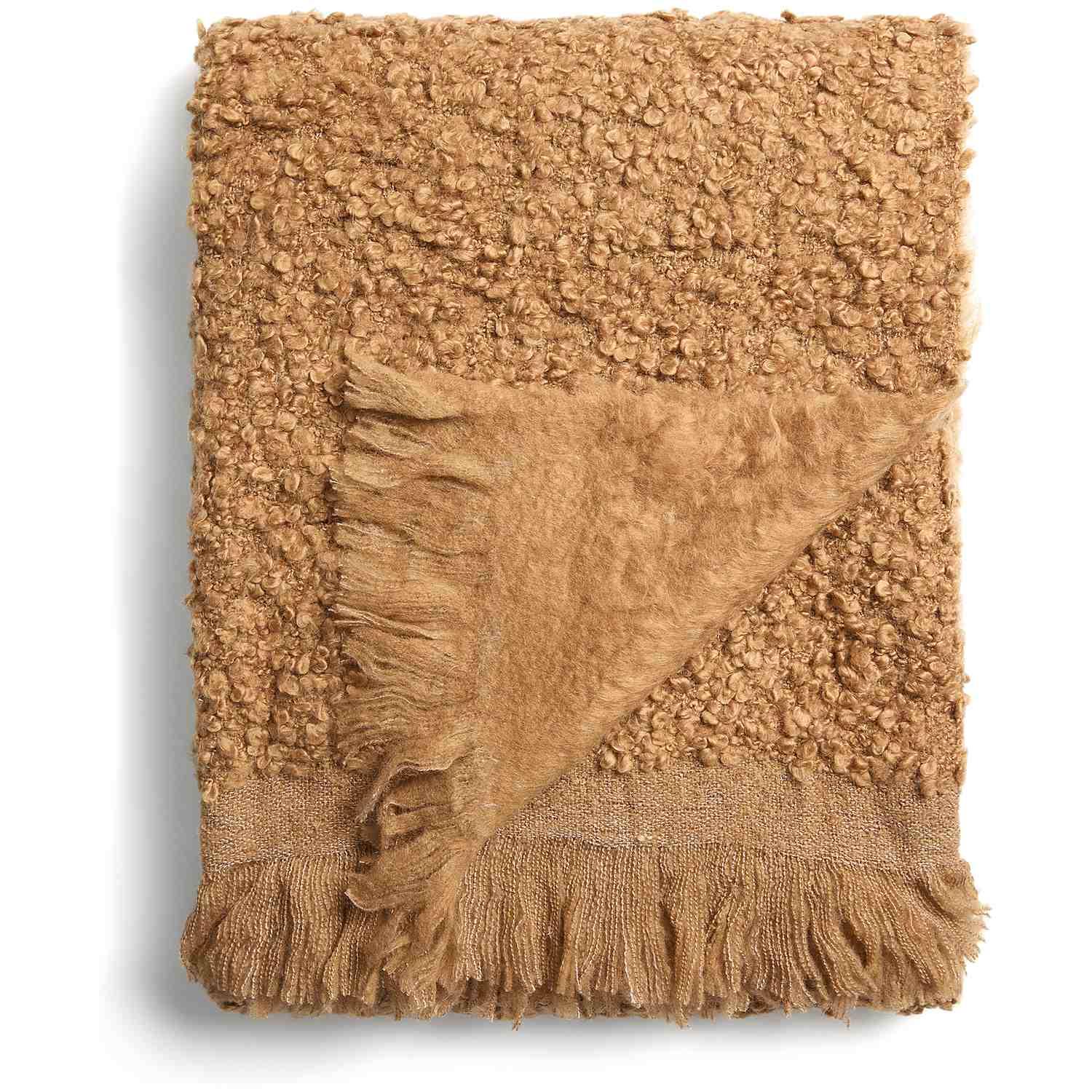 Decke Nemora aus Wollmischgewebe orange 130x170